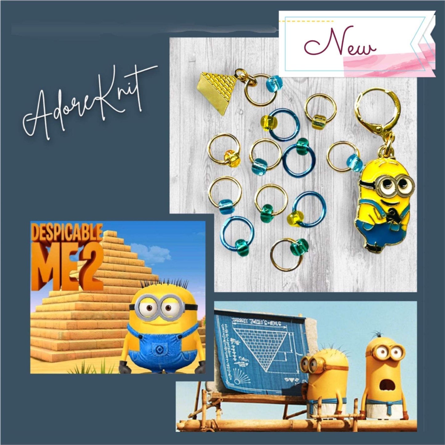 Pyramid Building Minion Progress and Stitch Markers