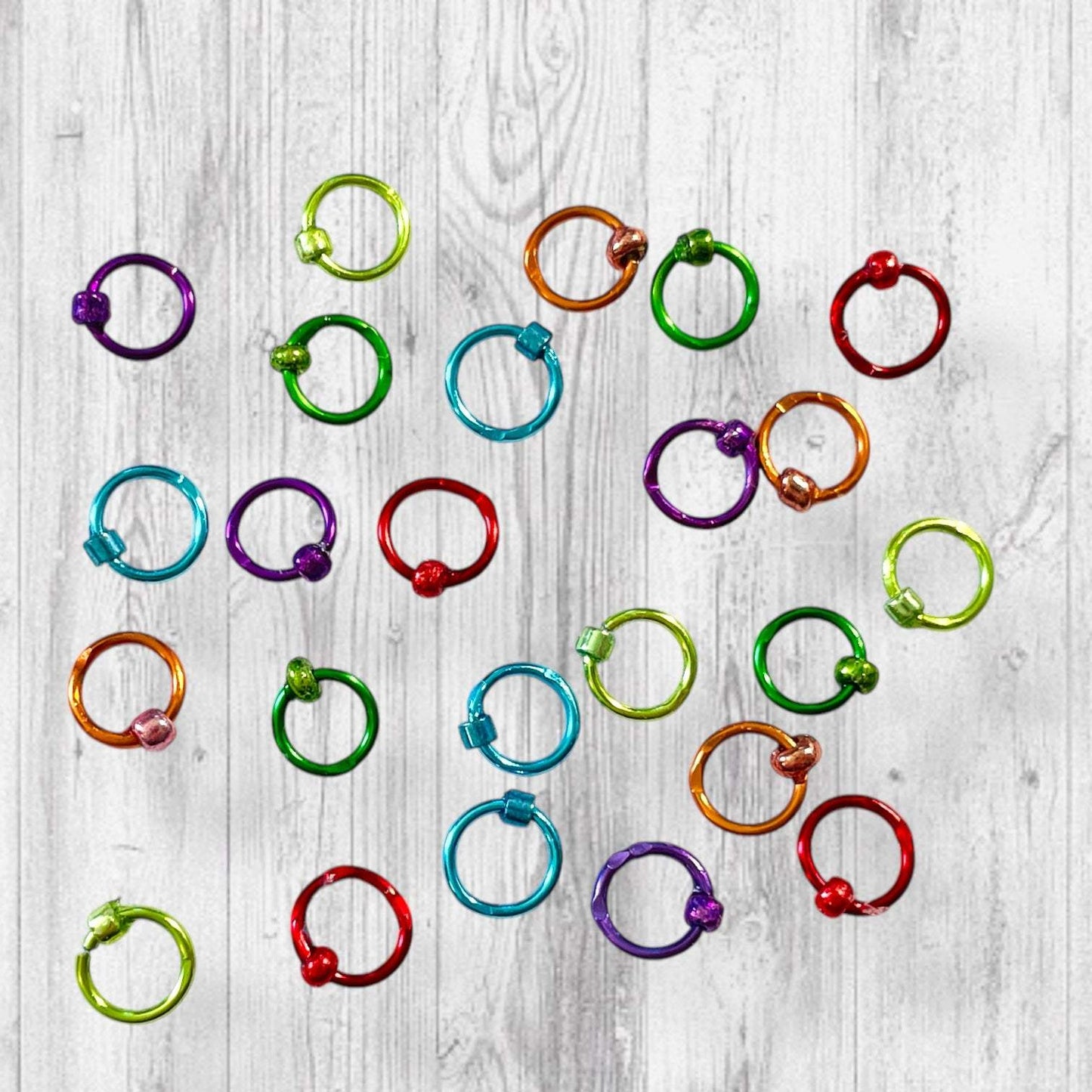 Sock Knitter's Companion Tiny Stitch Markers with Marker Container Black with Metallic Rainbow