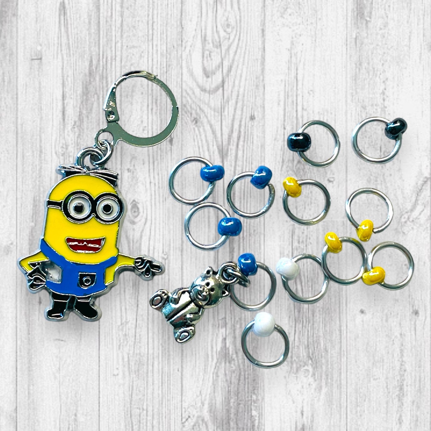 Teddy Bear Minion Progress and Stitch Markers