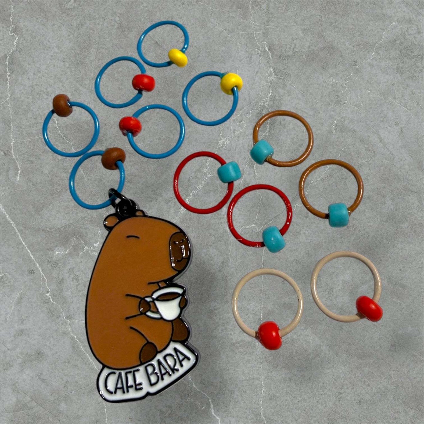 Don't Worry Be Capy | Café Bara Progress and Stitch Marker Set