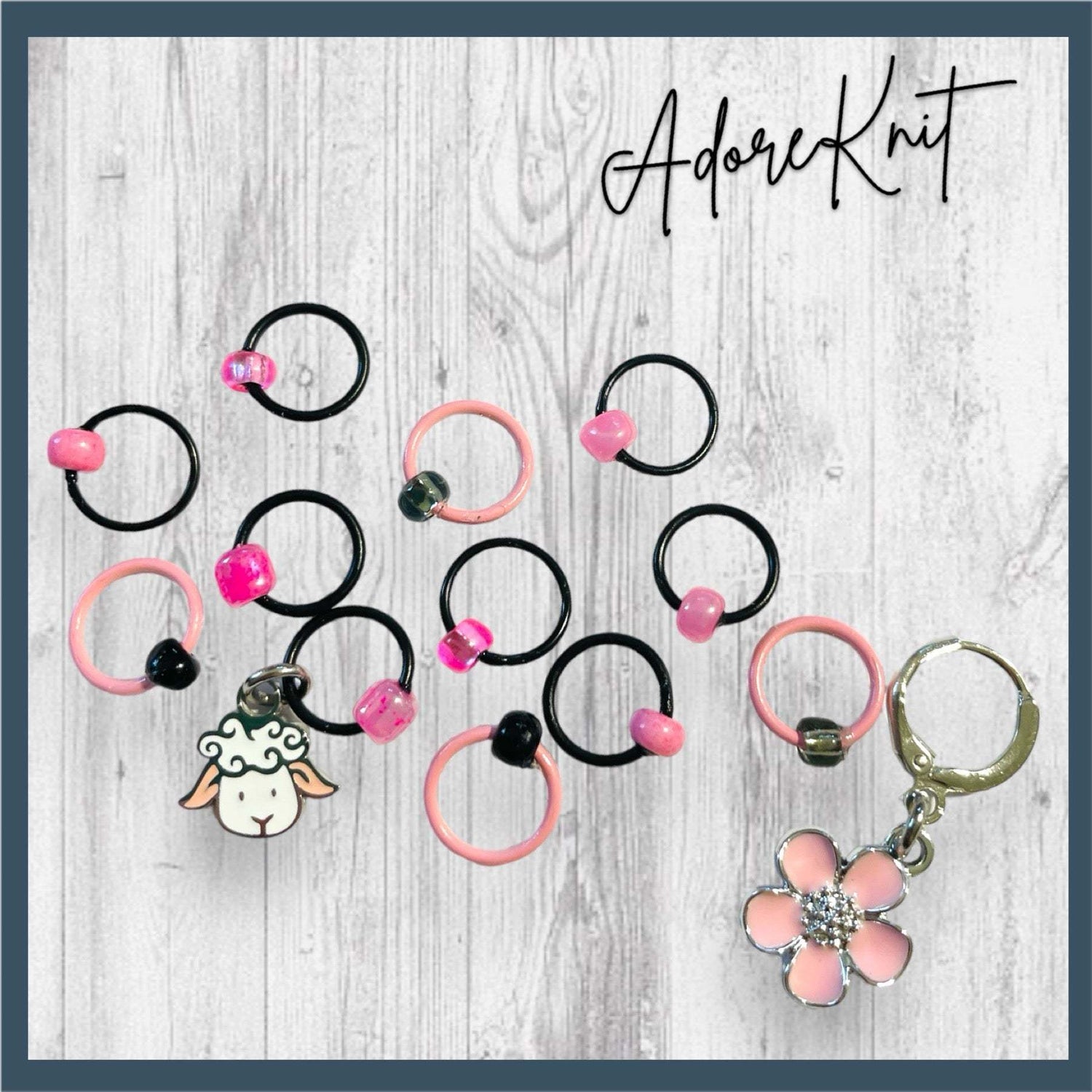 Sheep count Flowers Progress and Stitch Markers - AdoreKnit