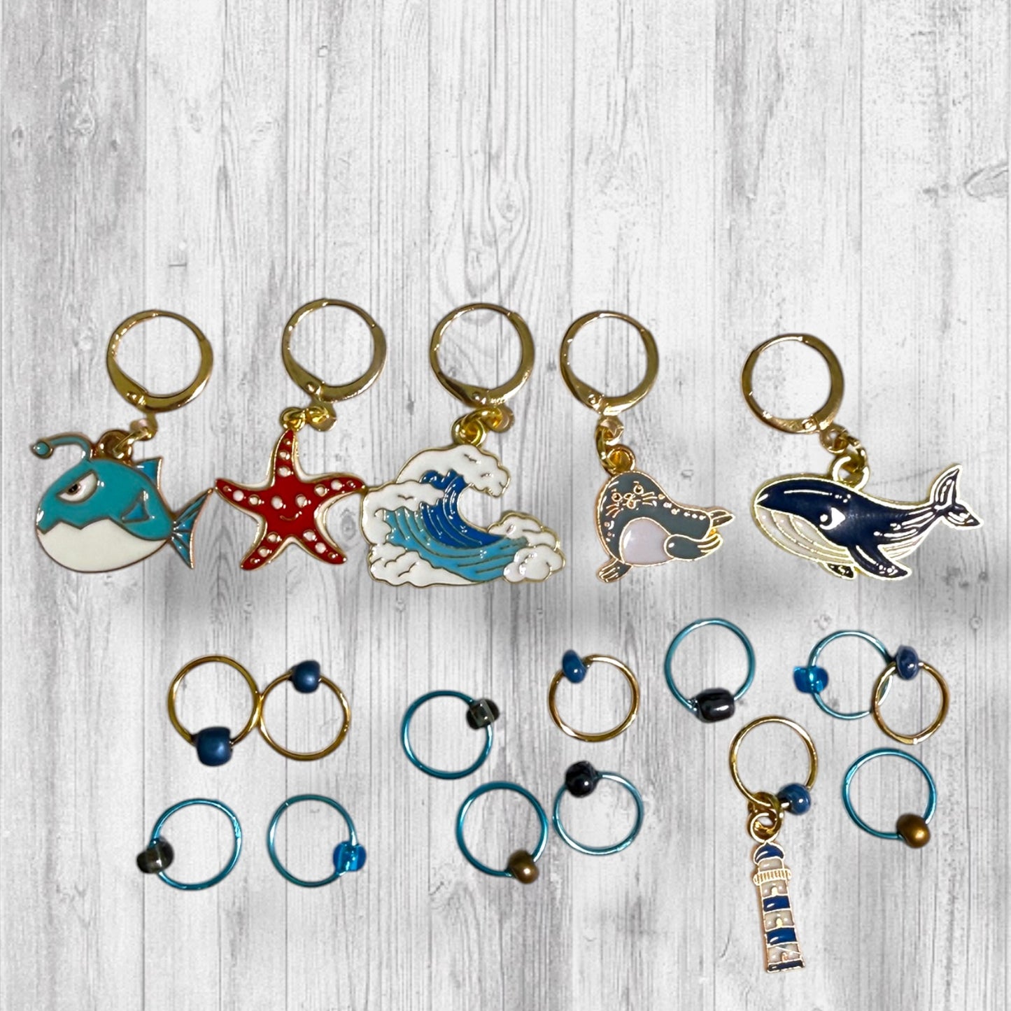 Sea Breeze Progress & Stitch Markers | Coastal Cast Ons Knitting Markers
