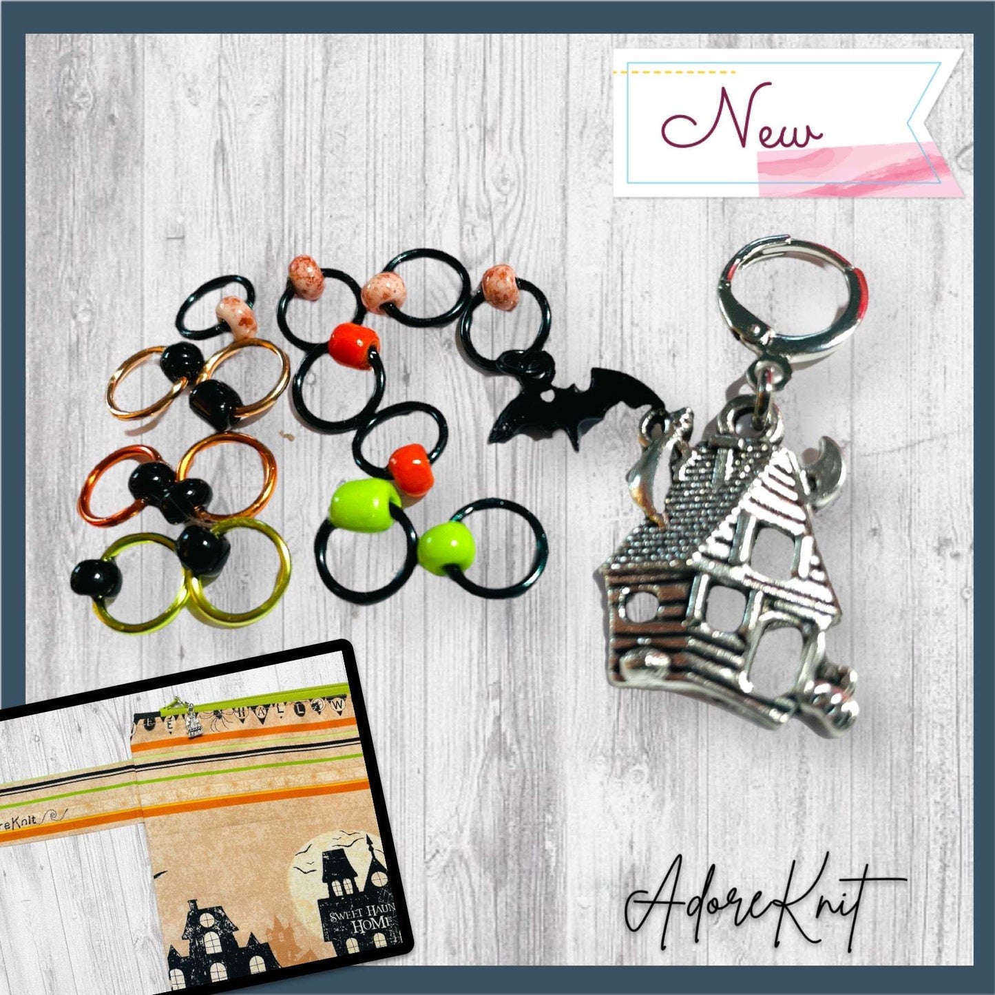 Home Sweet Haunted Home Progress and Stitch Markers - AdoreKnit