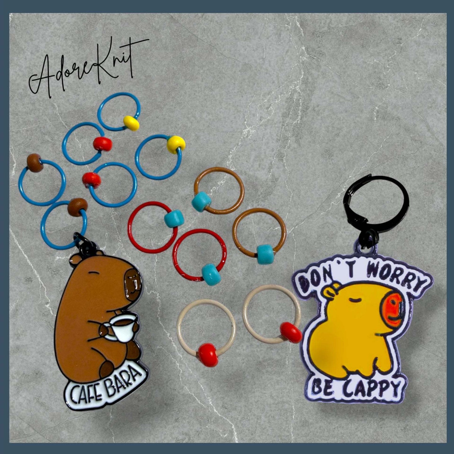 Don't Worry Be Capy | Café Bara Progress and Stitch Marker Set