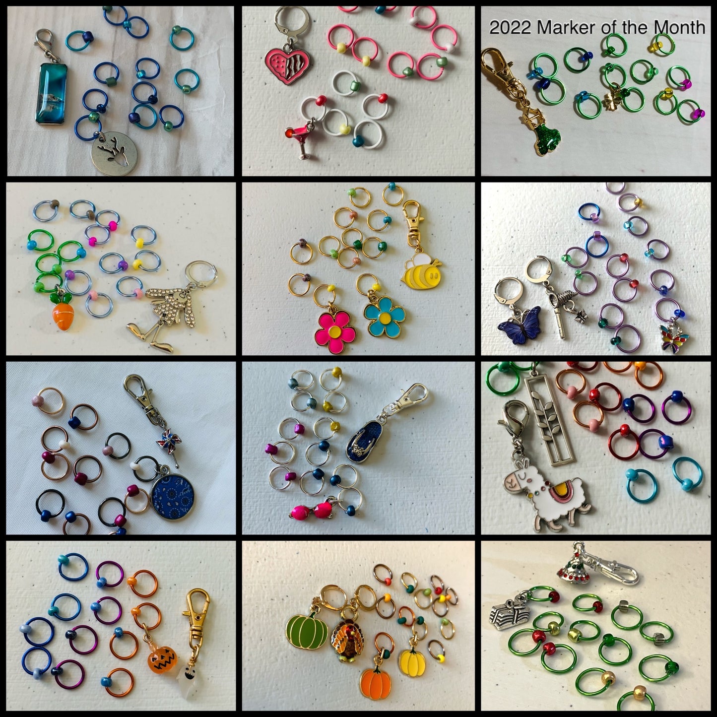 2024 Marker of the Month Club, a monthly surprise set of progress and stitch markers - AdoreKnit