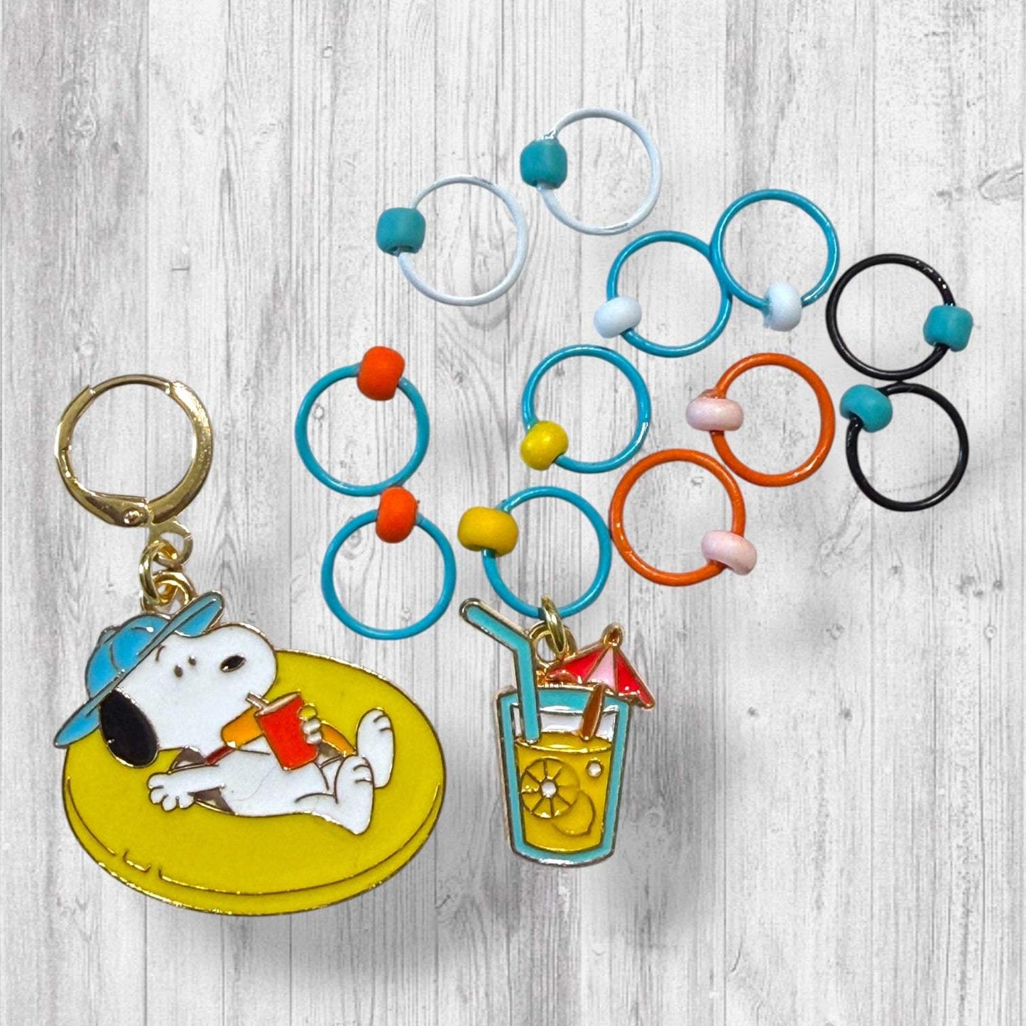 Poolside Paws and Relaxation Station Progress and Stitch Markers Snoopy
