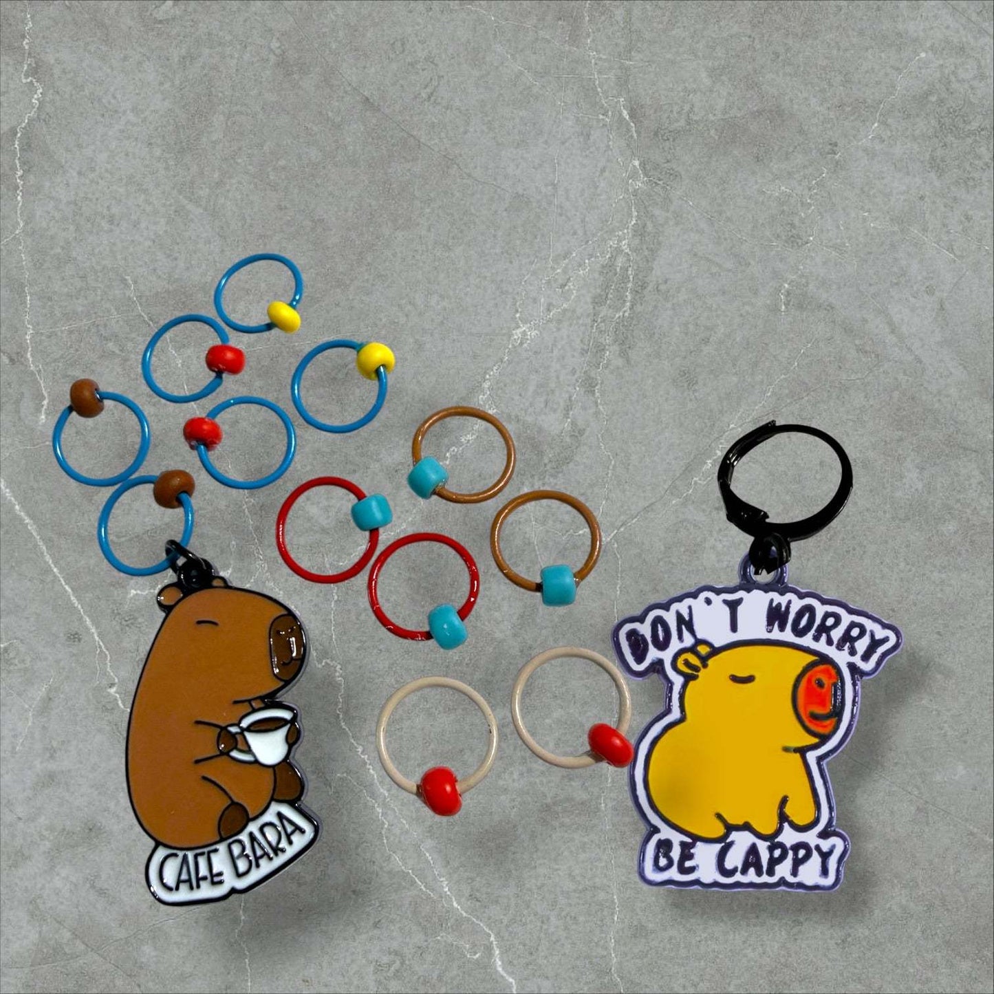 Don't Worry Be Capy | Café Bara Progress and Stitch Marker Set