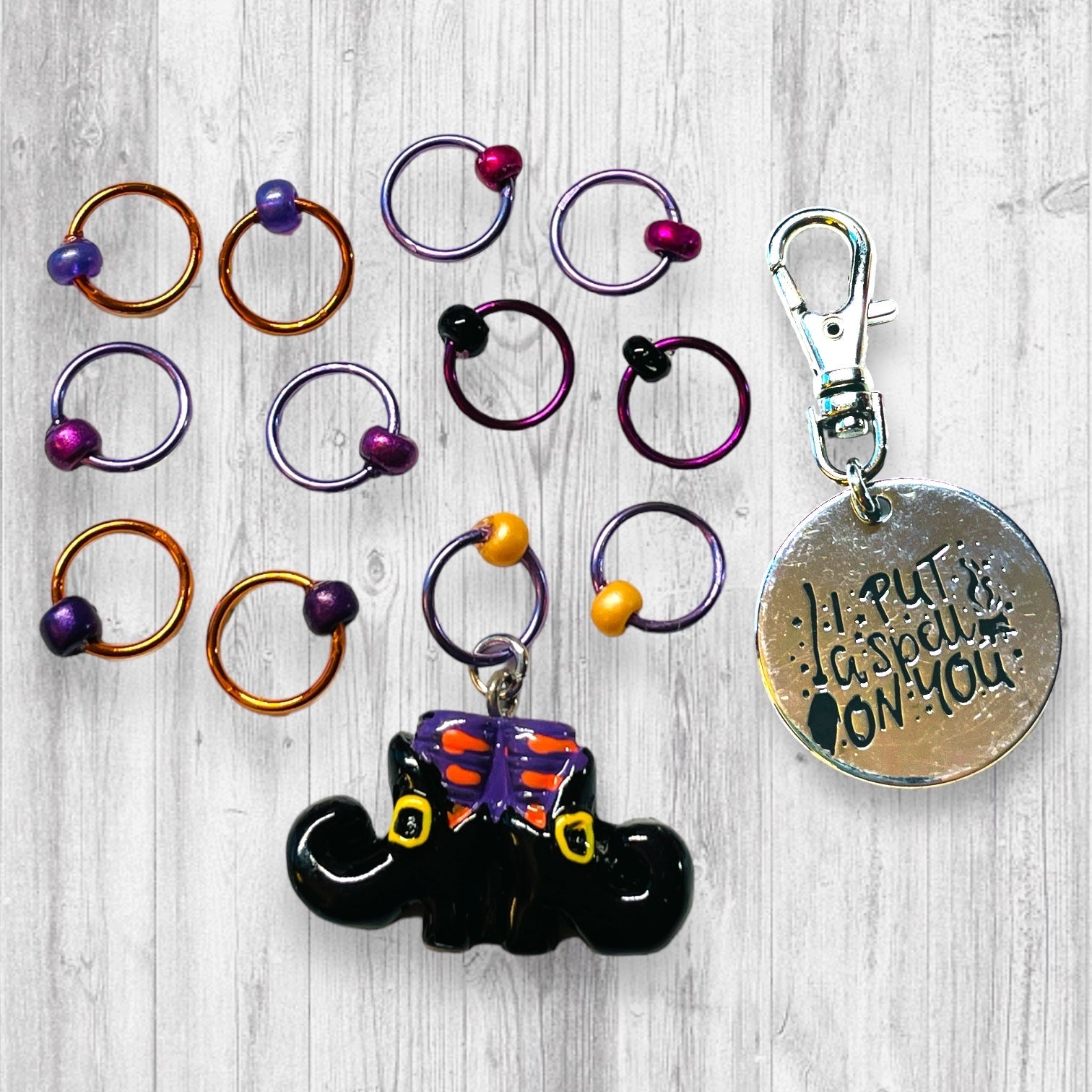 I Put A Spell on You Progress and Stitch Marker - AdoreKnit