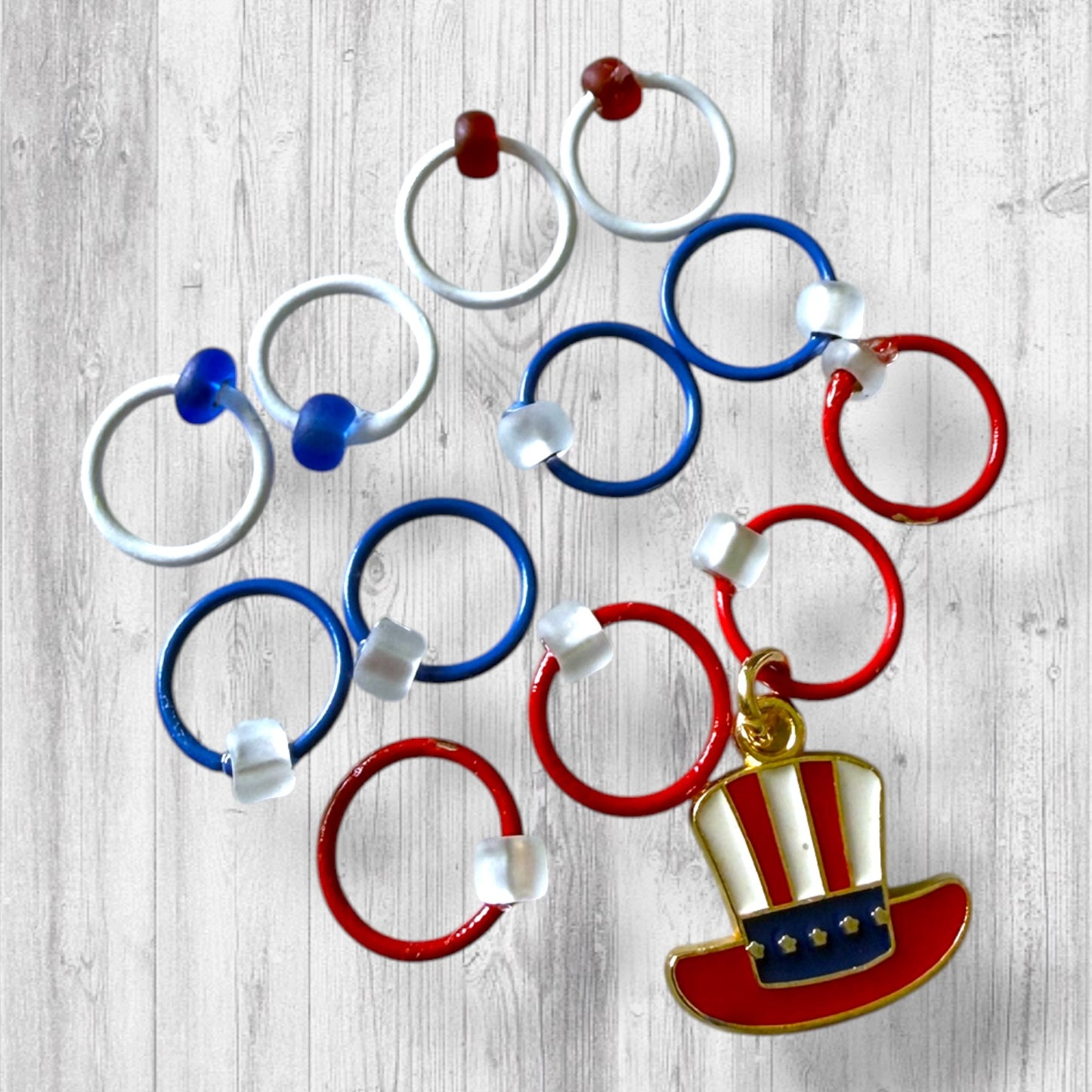 Star Spangled Gnome! Progress and Stitch Markers | Patriotic Knitting Markers