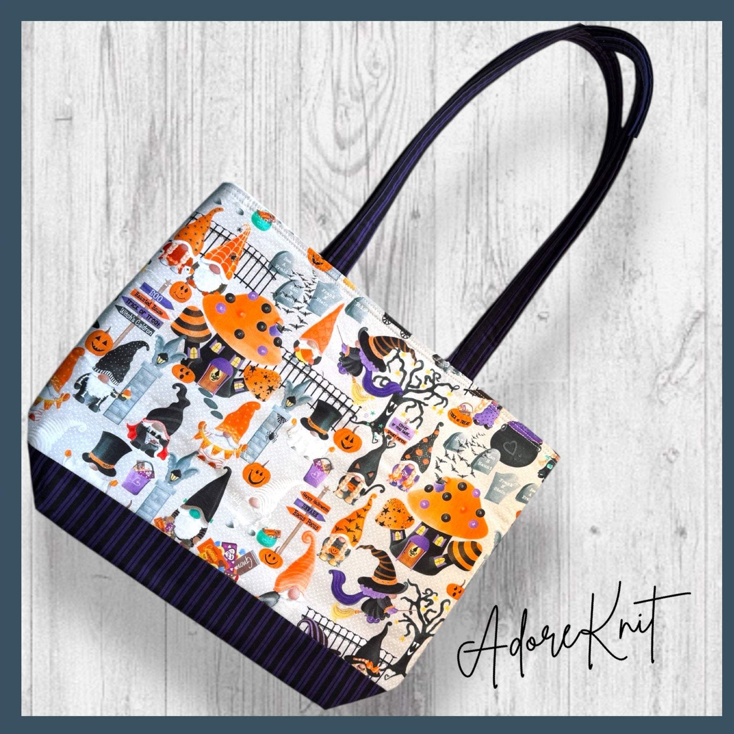 Pumpkin Paths & Pointy Caps Project Bag stripes