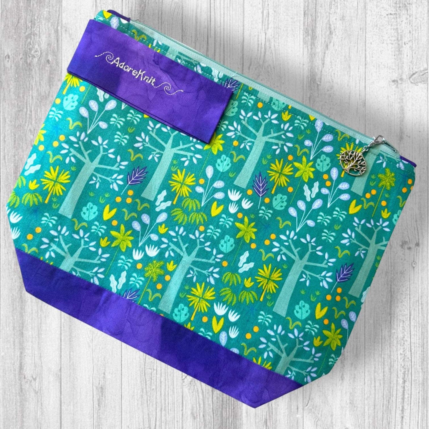 Nothing Suspicious in These Woods Project Bag | Butterfly and Forest Knitting Bag
