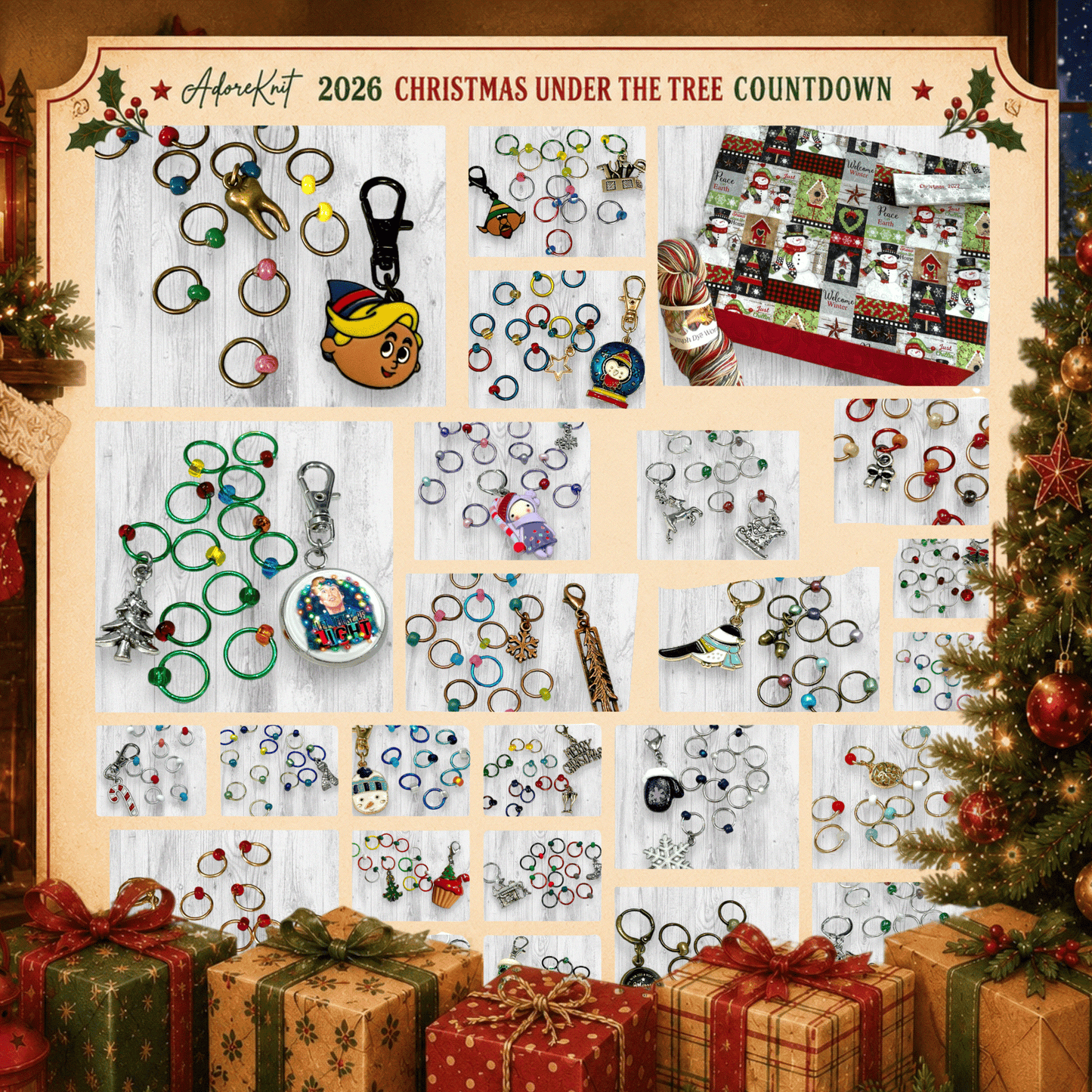 2026 Christmas Under the Tree Countdown | Christmas Stitch Marker Advent | AdoreKnit
