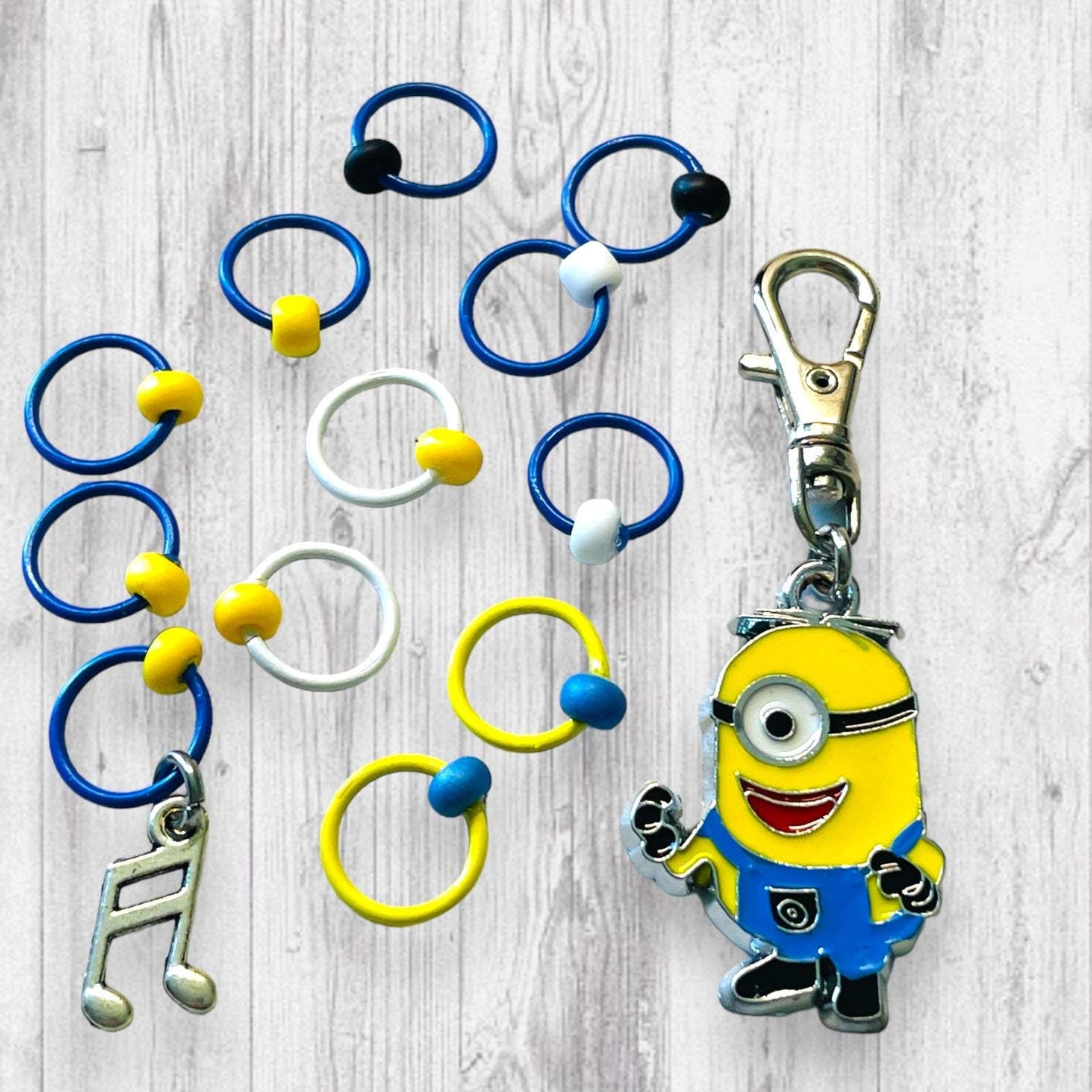 Singing Minion Progress and Stitch Markers