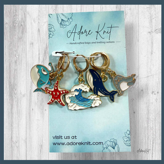 Sea Breeze Progress & Stitch Markers | Coastal Cast Ons Knitting Markers