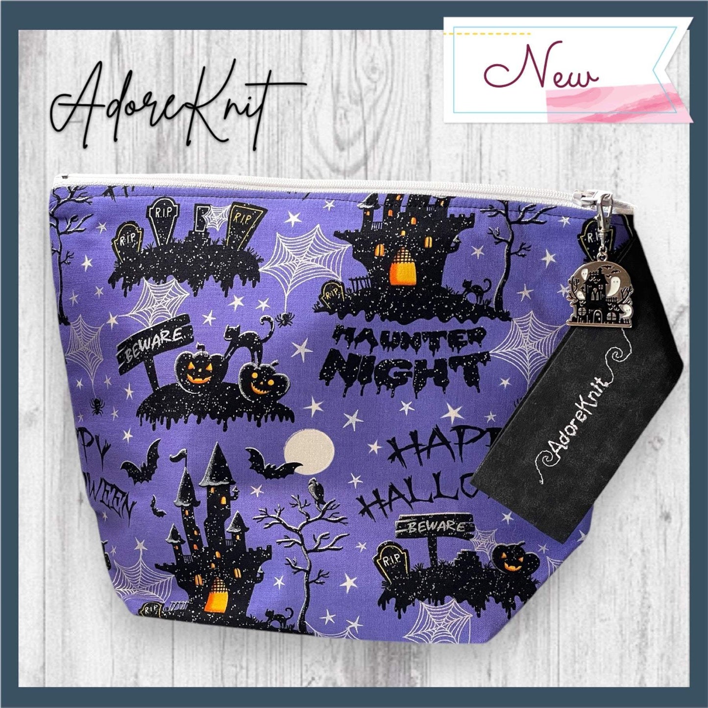 Beware! Happy Halloween Purple Project Bag