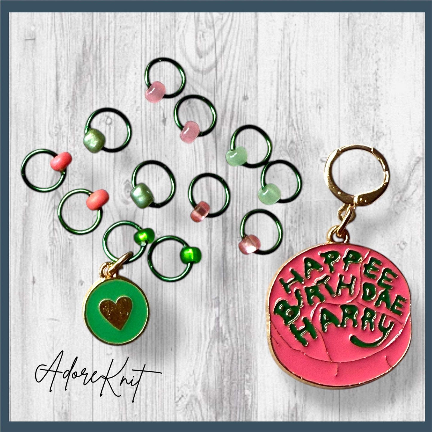 Happee Birthday Harry Progress and Stitch Markers
