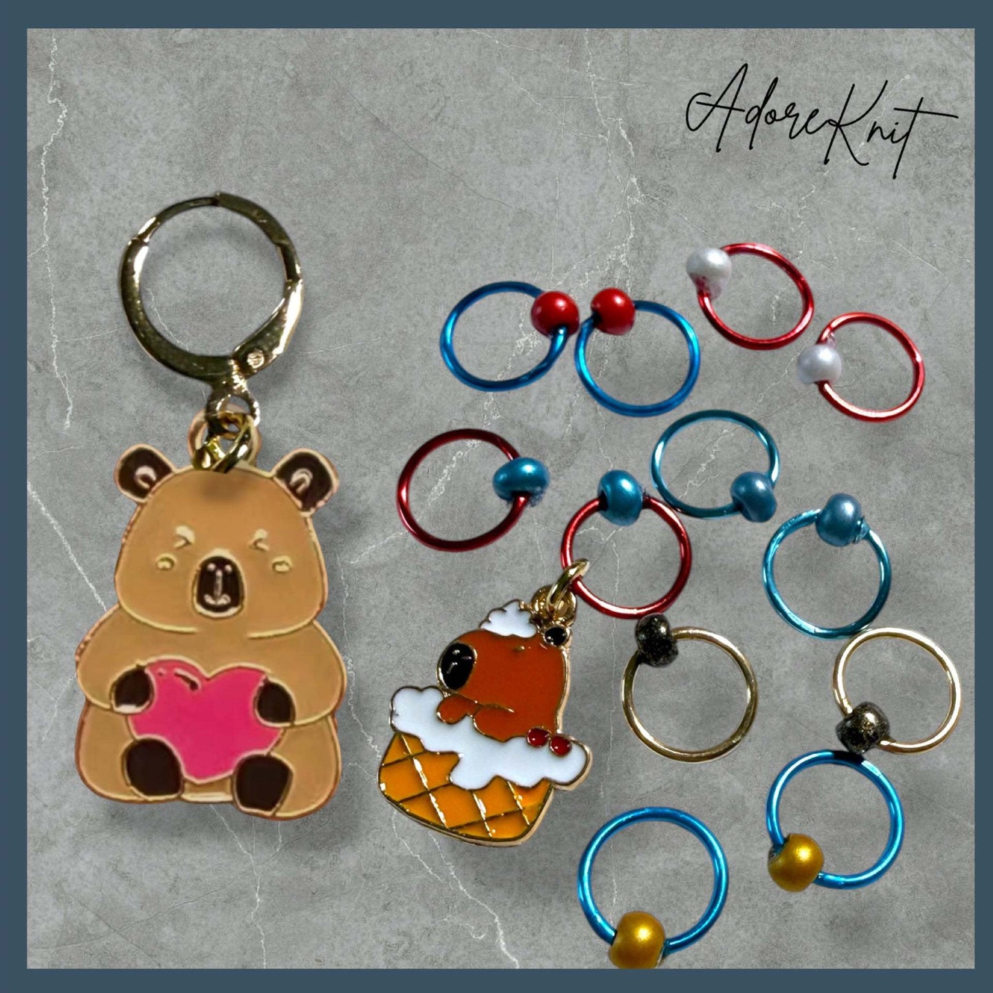 Sun Soaked Capybaras | Picnic with the Capys Progress & Stitch Marker Set