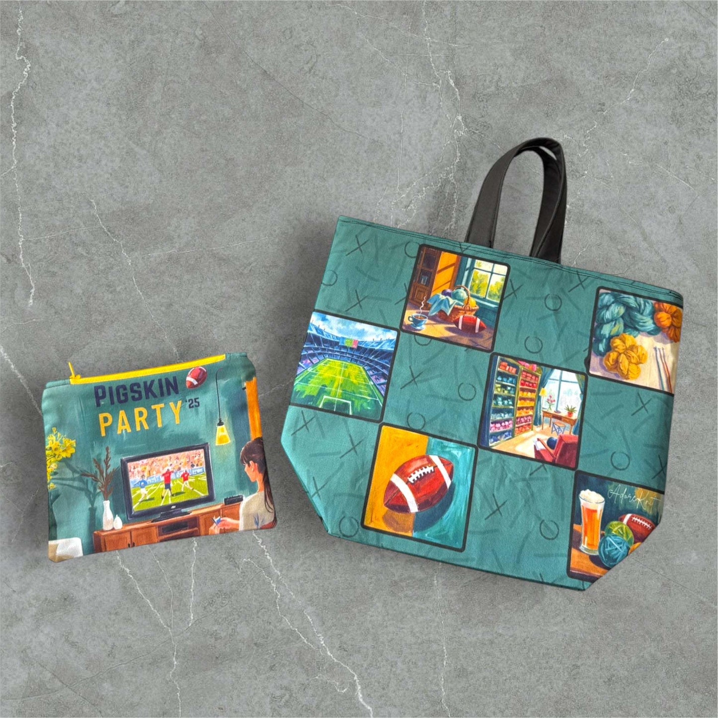 AdoreKnit 2025 Exclusive Pigskin Party Project Tote Bag