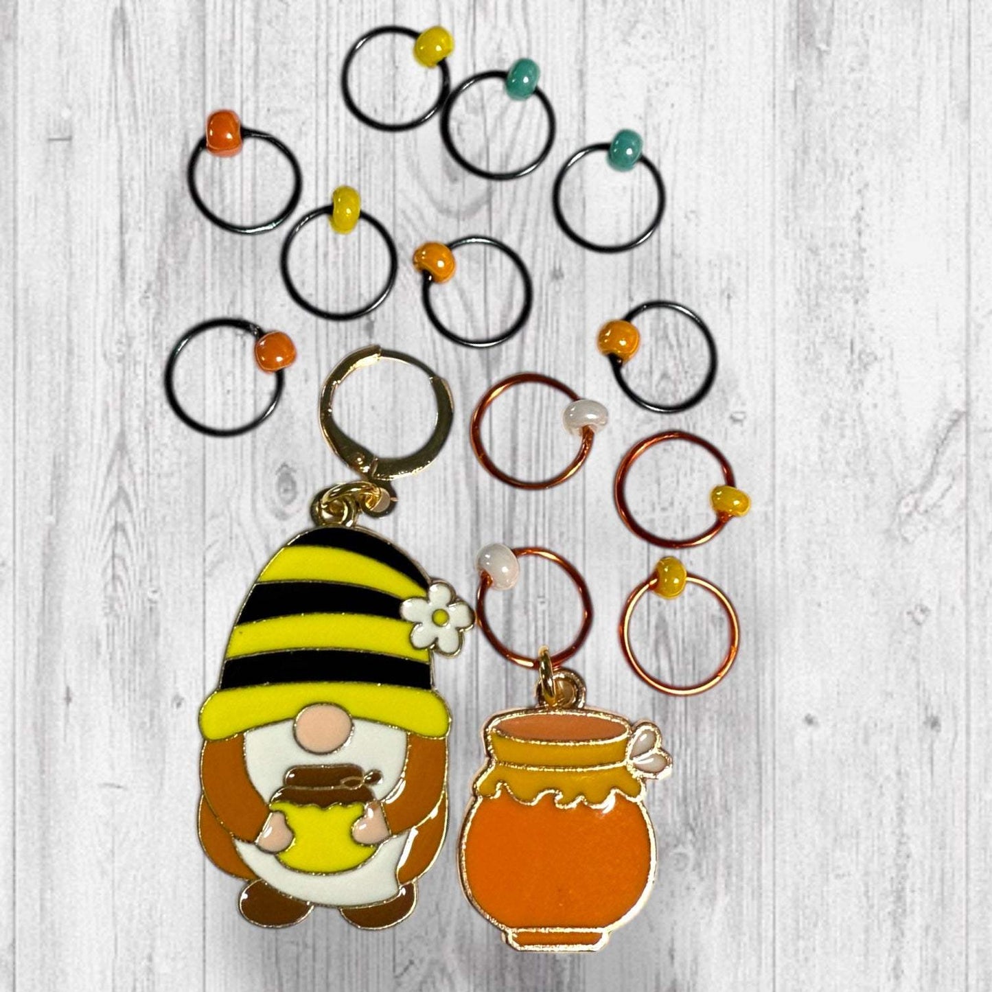 Hive 🐝 and Seek Gnome Progress and Stitch Marker Set