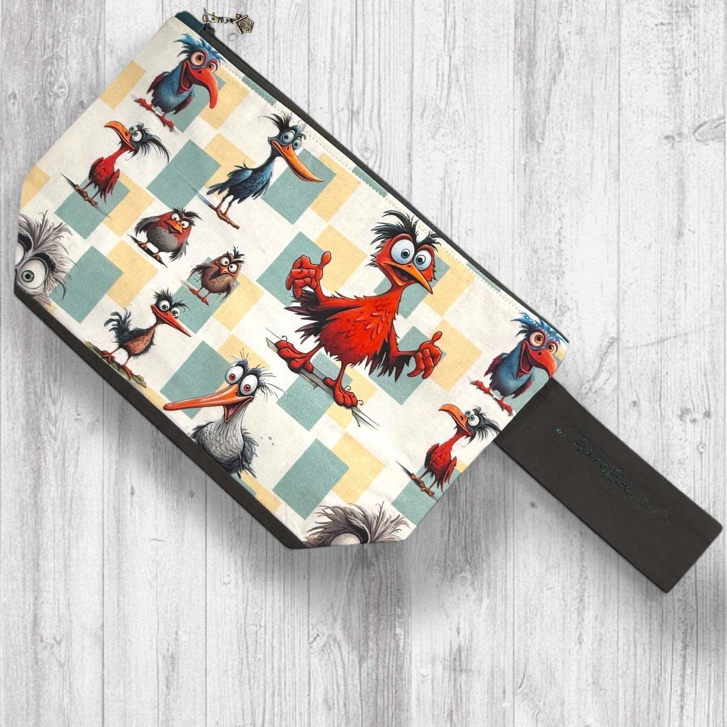 Feathered Fury Knitting Project Bag | Funny Bird Yarn Bag