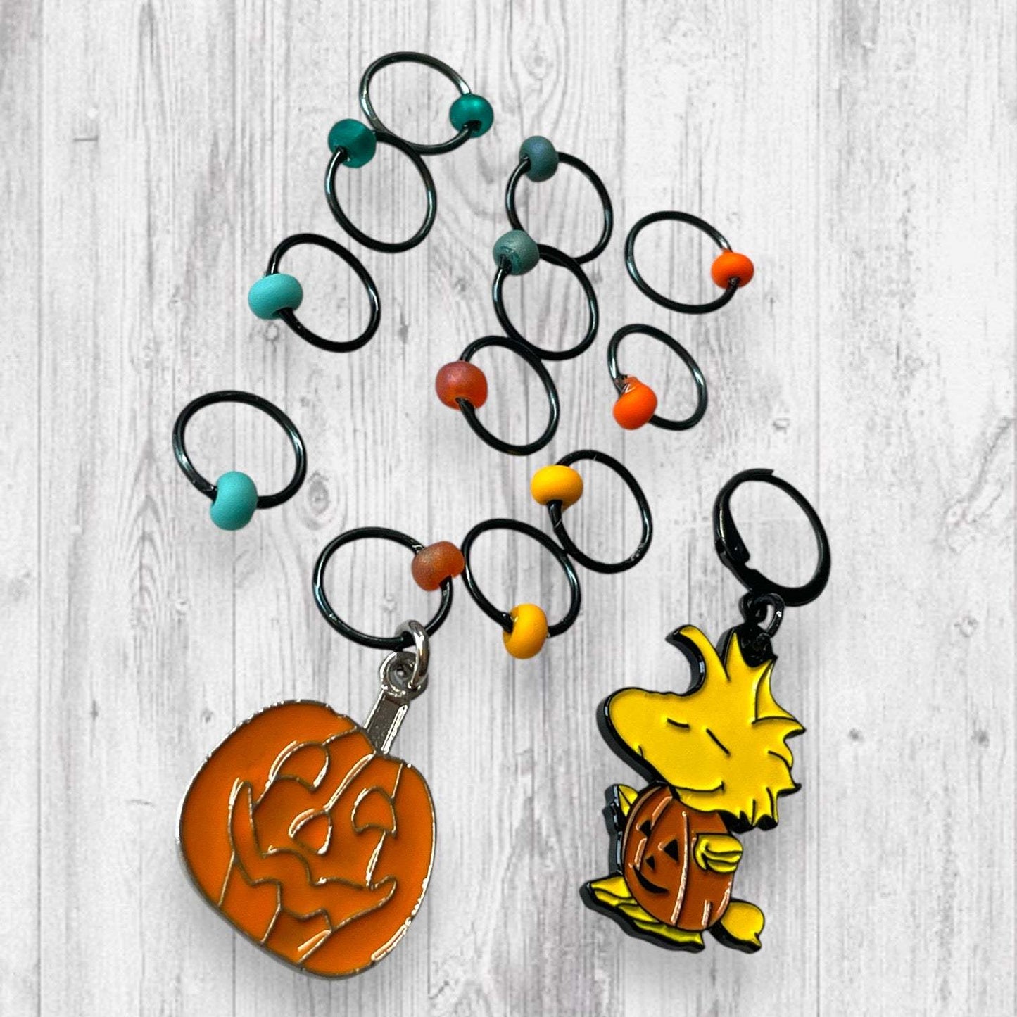 King of the Pumpkin Patch Progress and Stitch Markers Jack