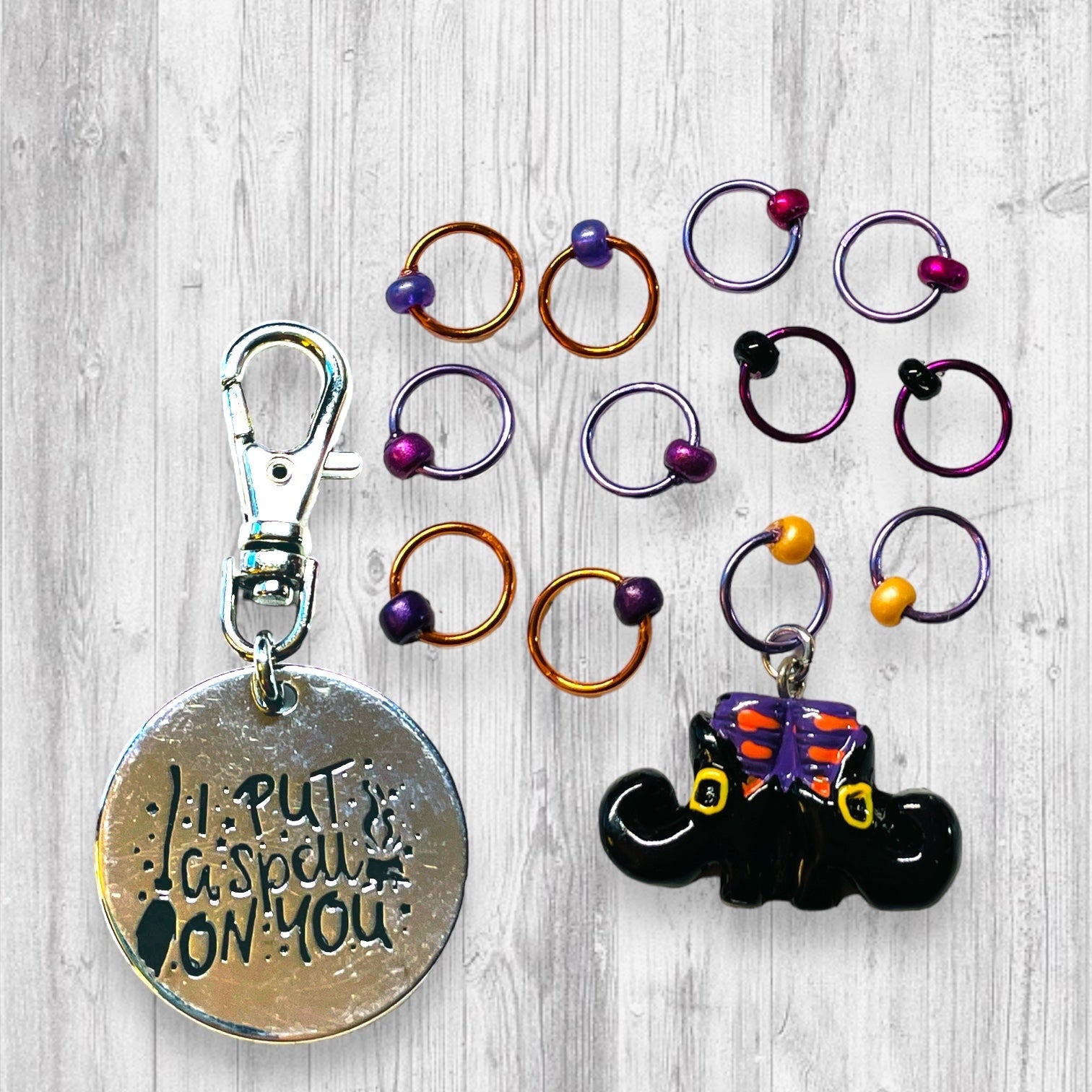 I Put A Spell on You Progress and Stitch Marker - AdoreKnit