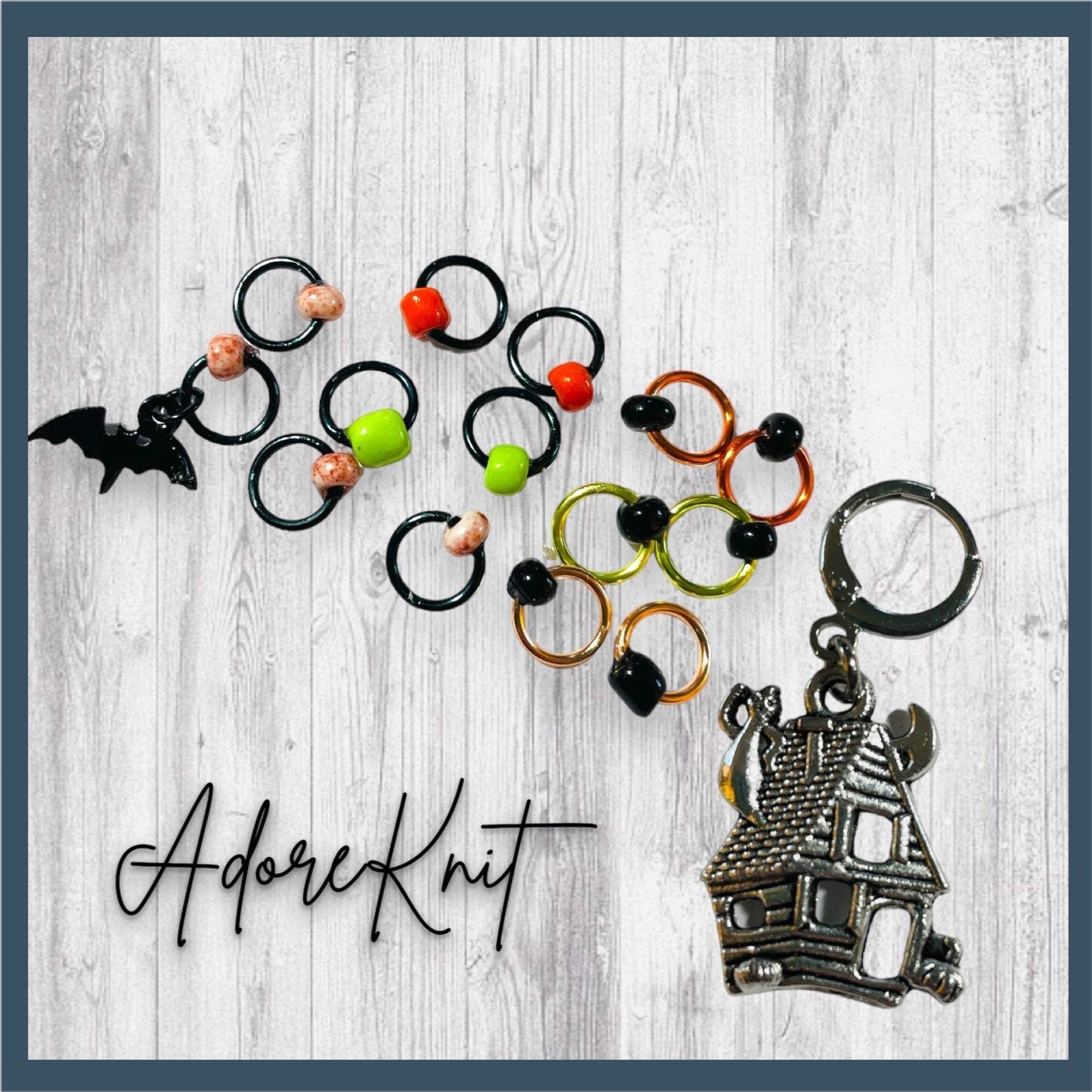 Home Sweet Haunted Home Progress and Stitch Markers - AdoreKnit