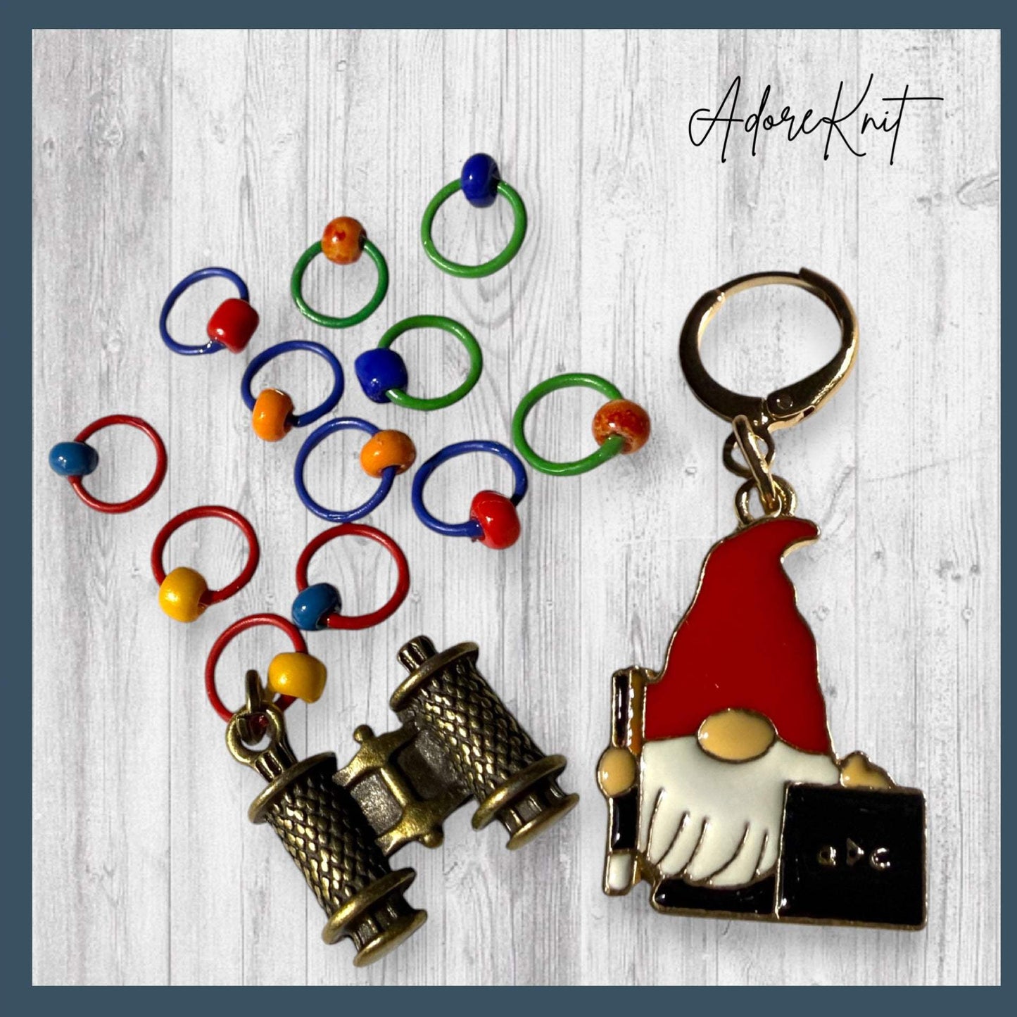 Passport to Gnomewhere Stitch Markers | Travel Gnome Knitting Markers