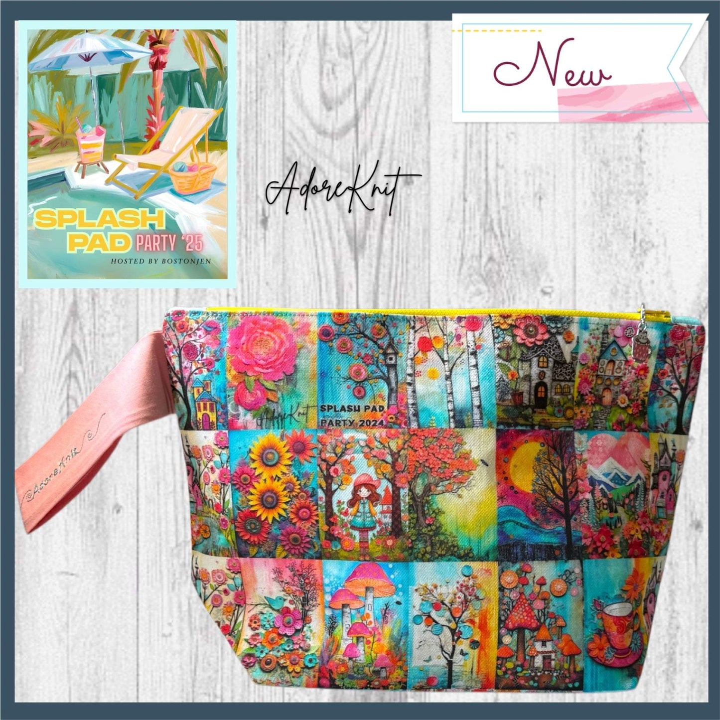 2025 Exclusive Splash Pad Party Cottage Blooms Collection Carry All Project Bag
