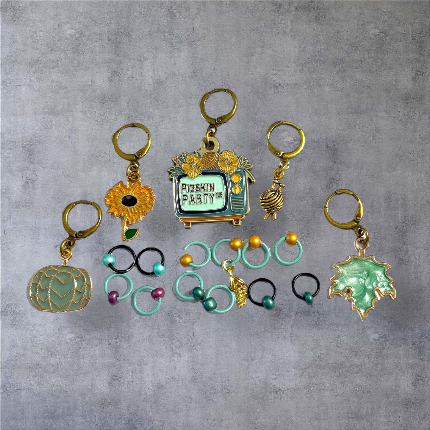 AdoreKnit 2025 Exclusive Pigskin Party Progress & Stitch Marker Set
