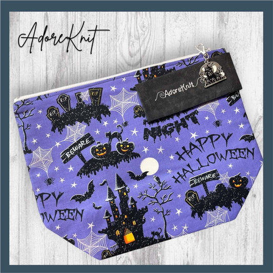 Beware! Happy Halloween Purple Project Bag