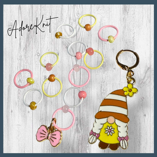 Buzzabelle Gnome Progress and Stitch Marker Set