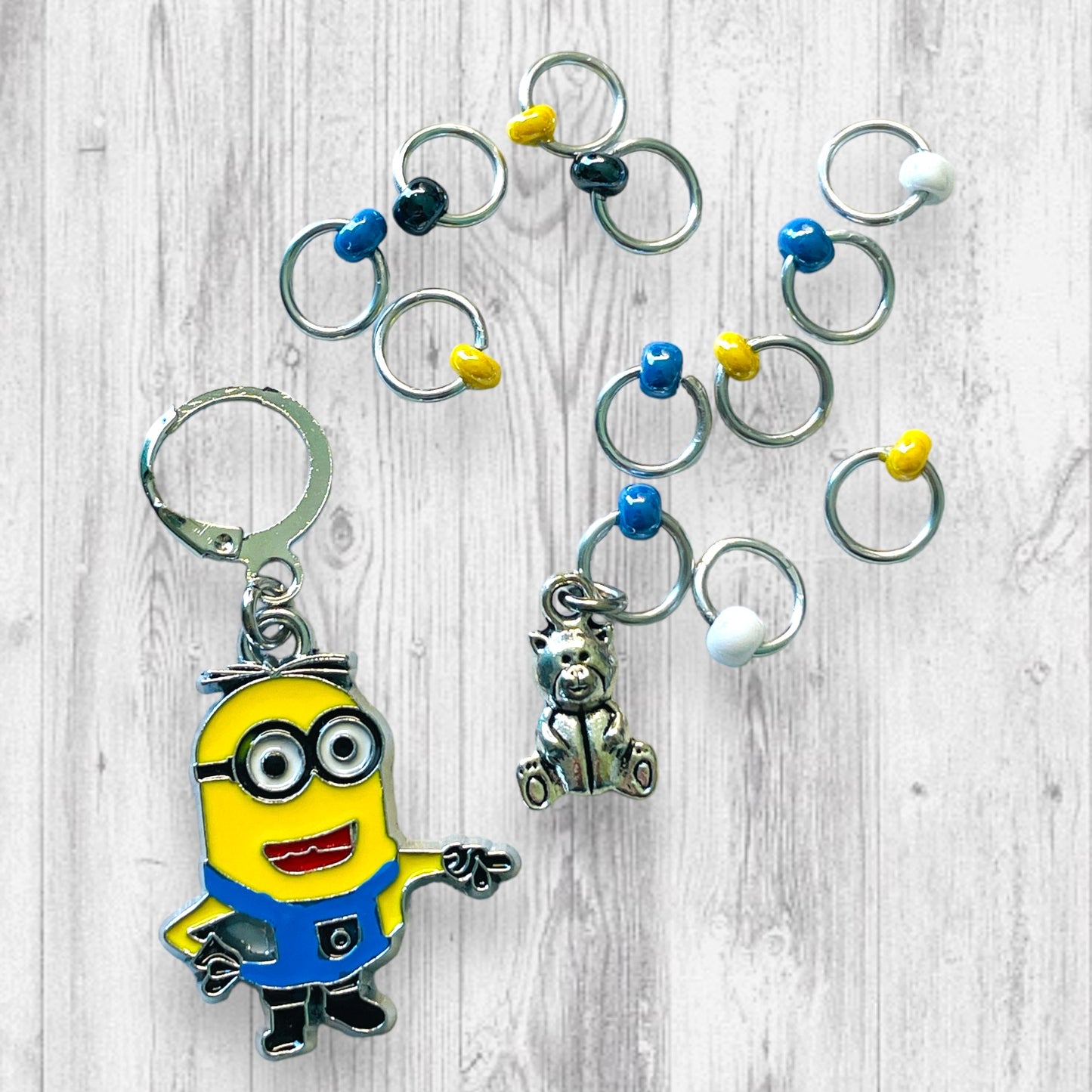 Teddy Bear Minion Progress and Stitch Markers