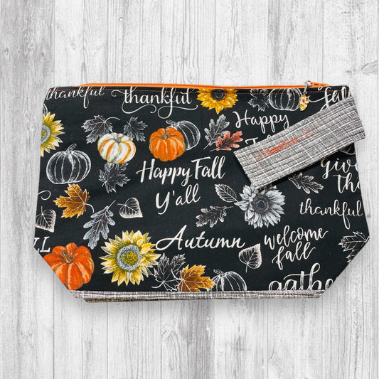 Happy Fall Y'all Pumpkin Sunflower Project Bag - AdoreKnit