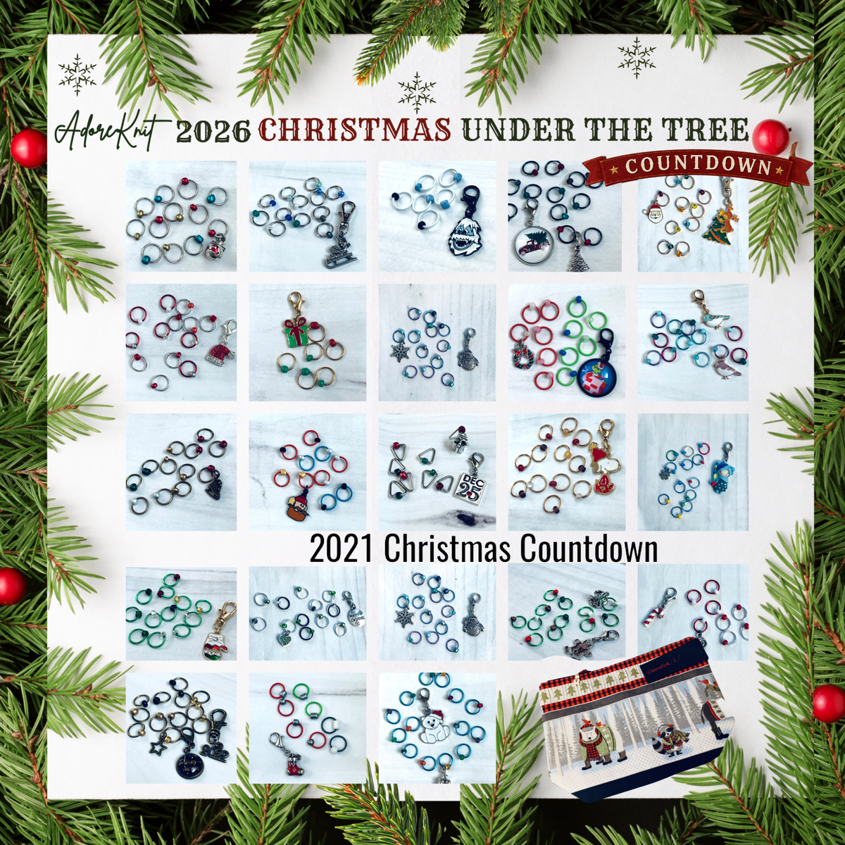 2026 Christmas Under the Tree Countdown | Christmas Stitch Marker Advent | AdoreKnit