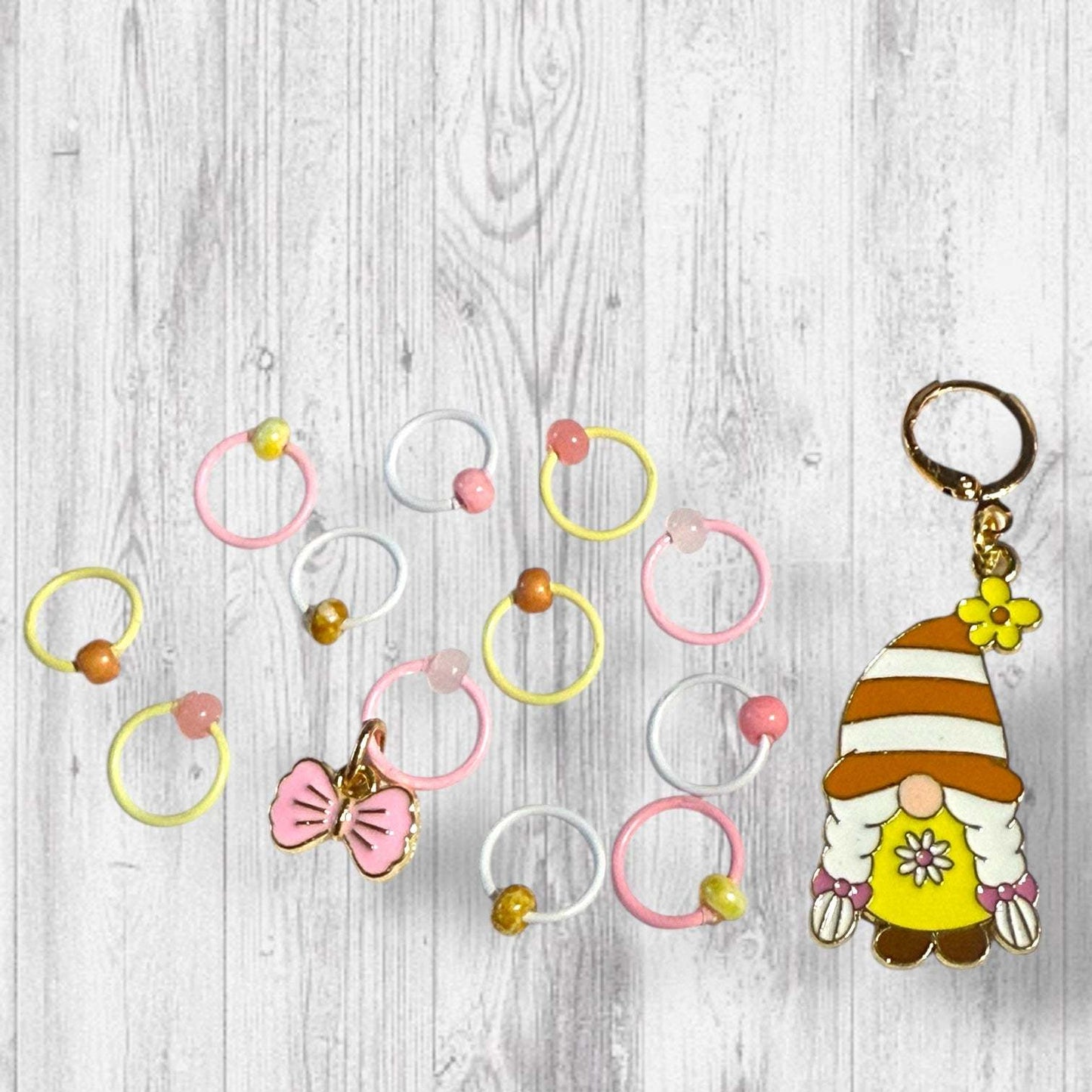 Buzzabelle Gnome Progress and Stitch Marker Set