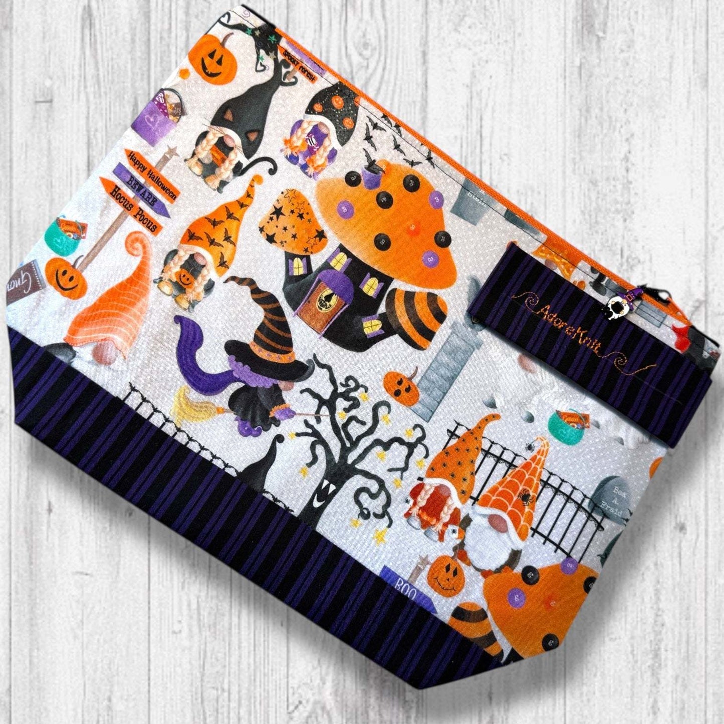 Pumpkin Paths & Pointy Caps Project Bag stripes