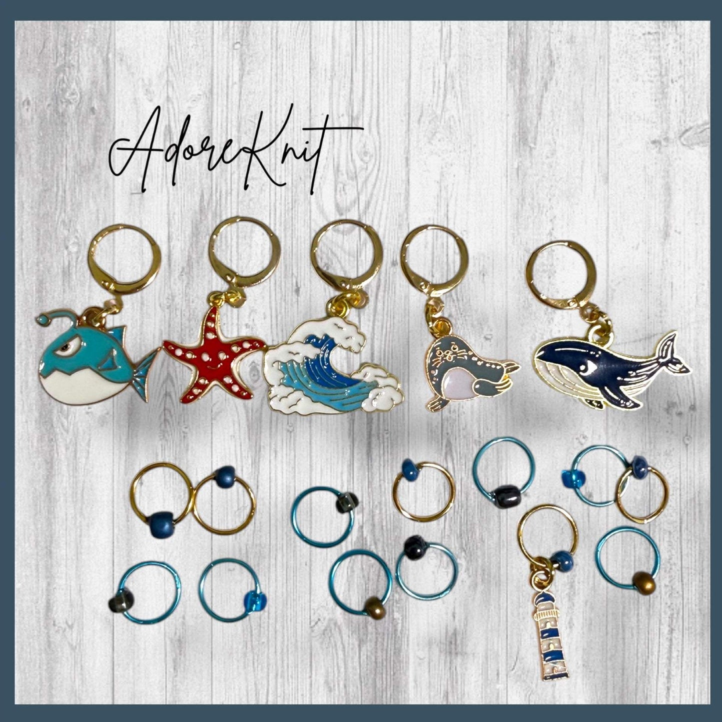 Sea Breeze Progress & Stitch Markers | Coastal Cast Ons Knitting Markers