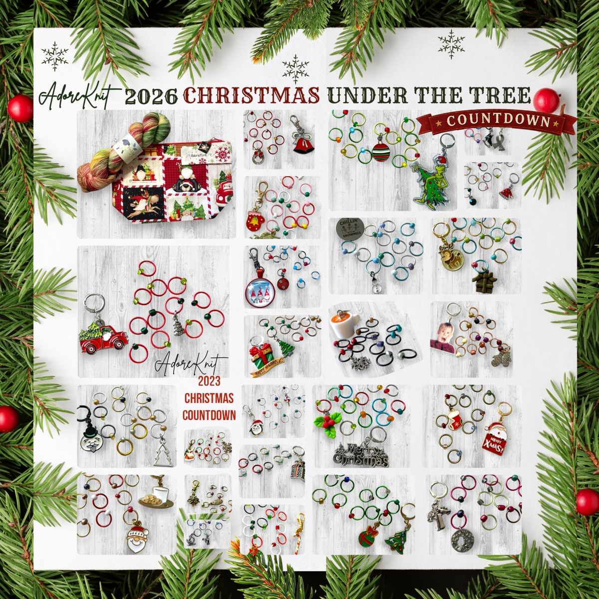 2026 Christmas Under the Tree Countdown | Christmas Stitch Marker Advent | AdoreKnit