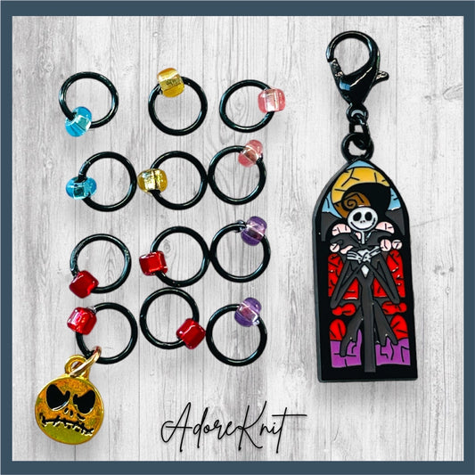 This is Halloween Progress and stitch markers - AdoreKnit