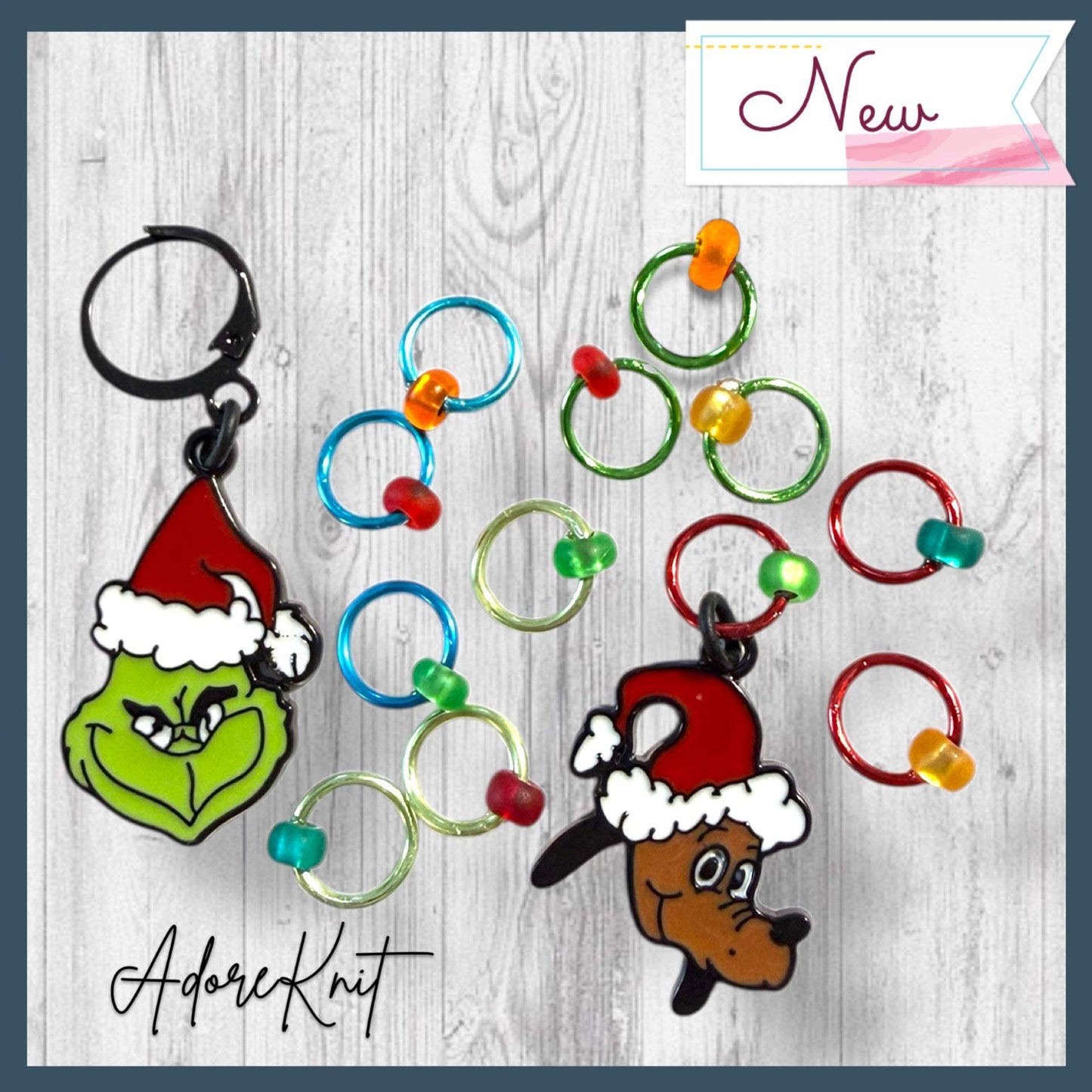 The Grouch and his Ride or Die Reindog Progress and Stitch Markers