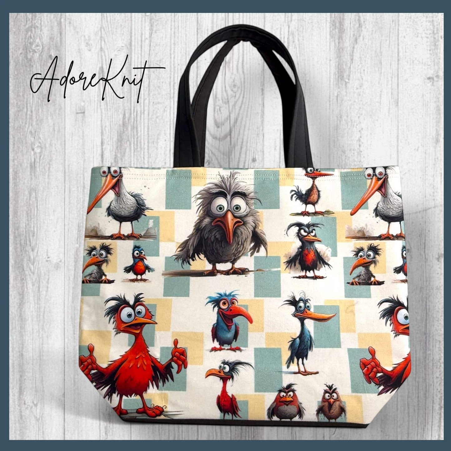 Feathered Fury Knitting Project Bag | Funny Bird Yarn Bag