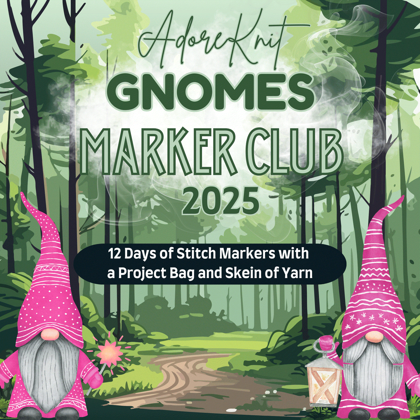 2025 GNo Good GNOMES Countdown Club, 12 Days of Stitch & Progress Markers, Yarn, Project Bags