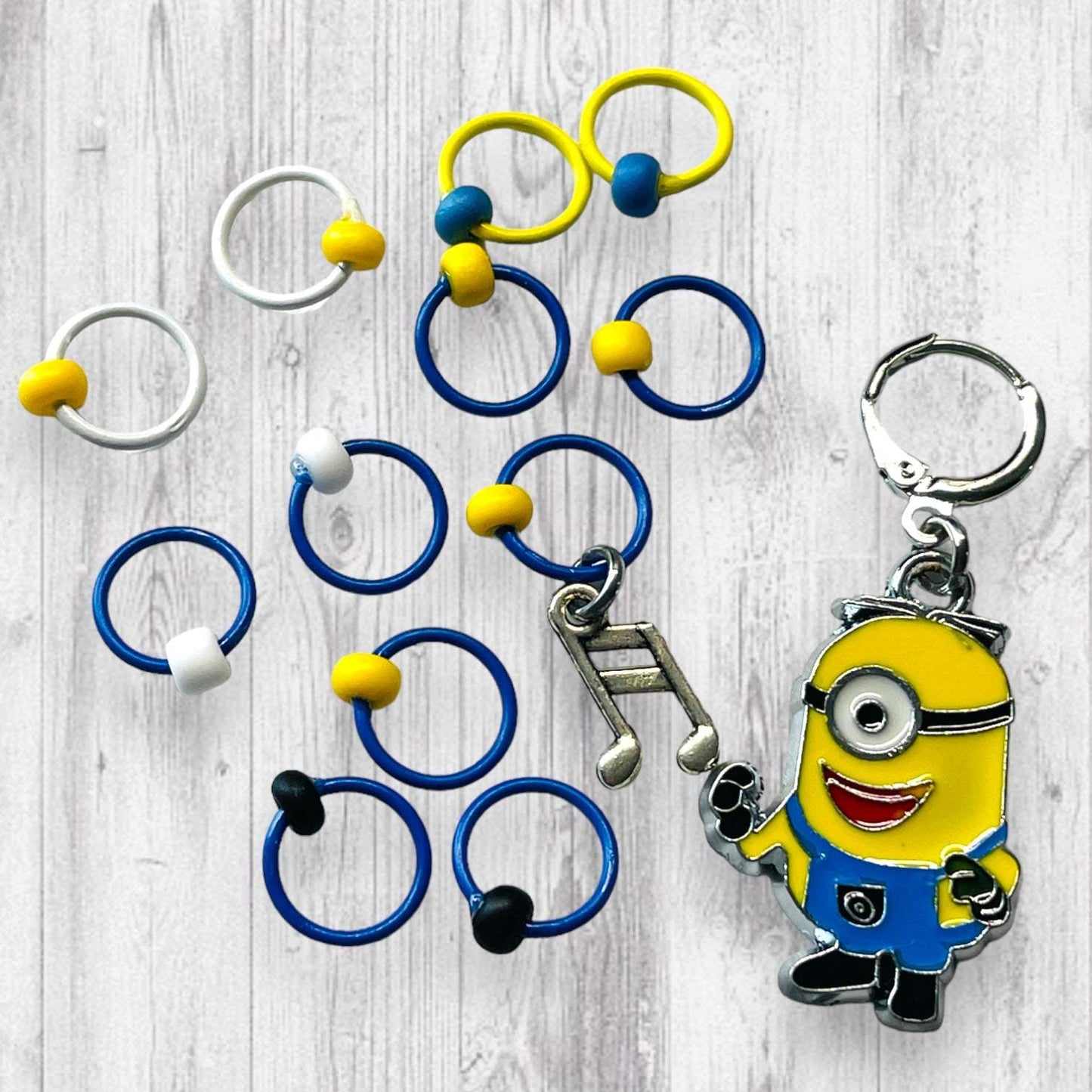 Singing Minion Progress and Stitch Markers