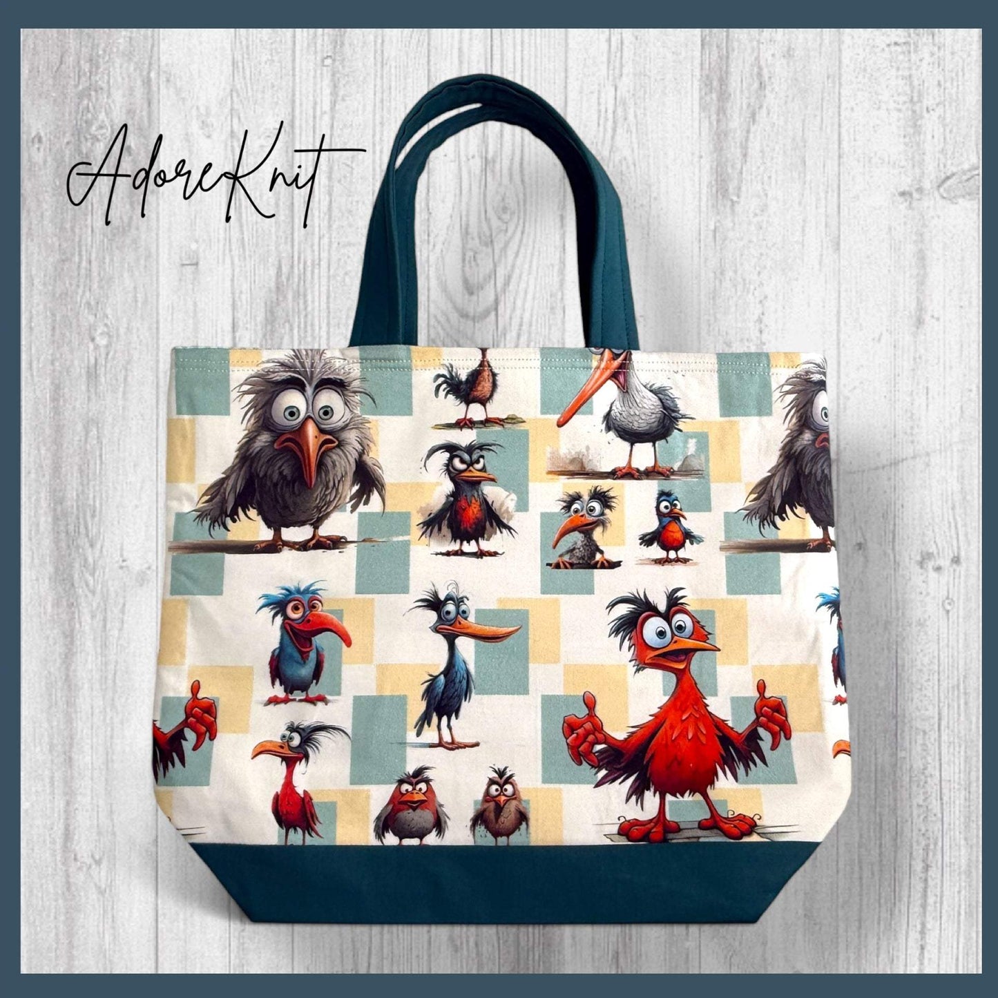 Feathered Fury Knitting Project Bag | Funny Bird Yarn Bag