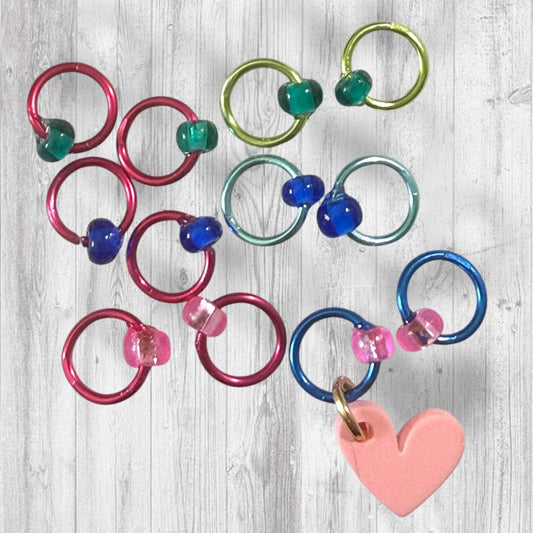 Choose Happy Gnome Stitch Markers | Rainbow Heart Lady Gnome Knitting Markers