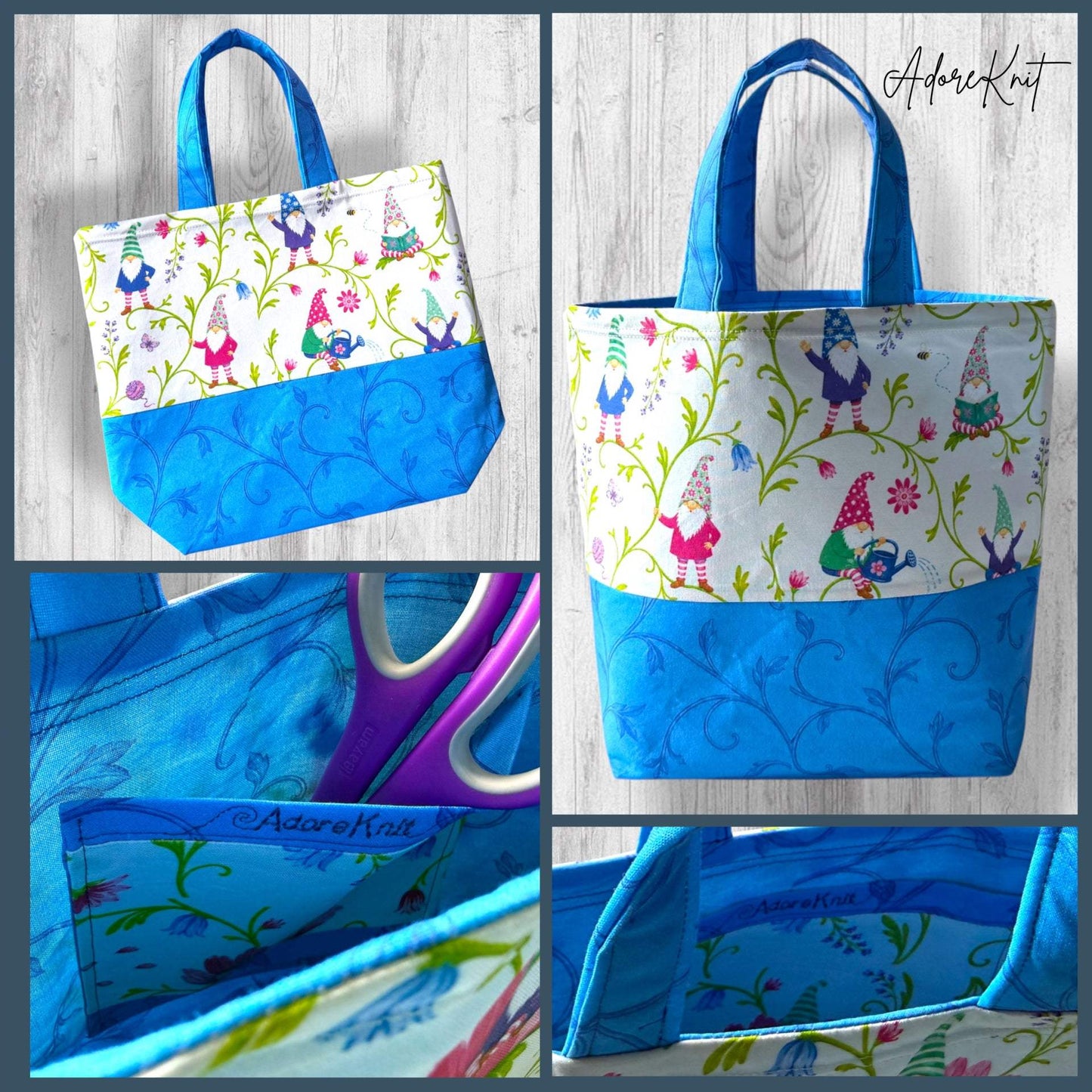 Pages, Petals & Purls Gnomes Project Bag