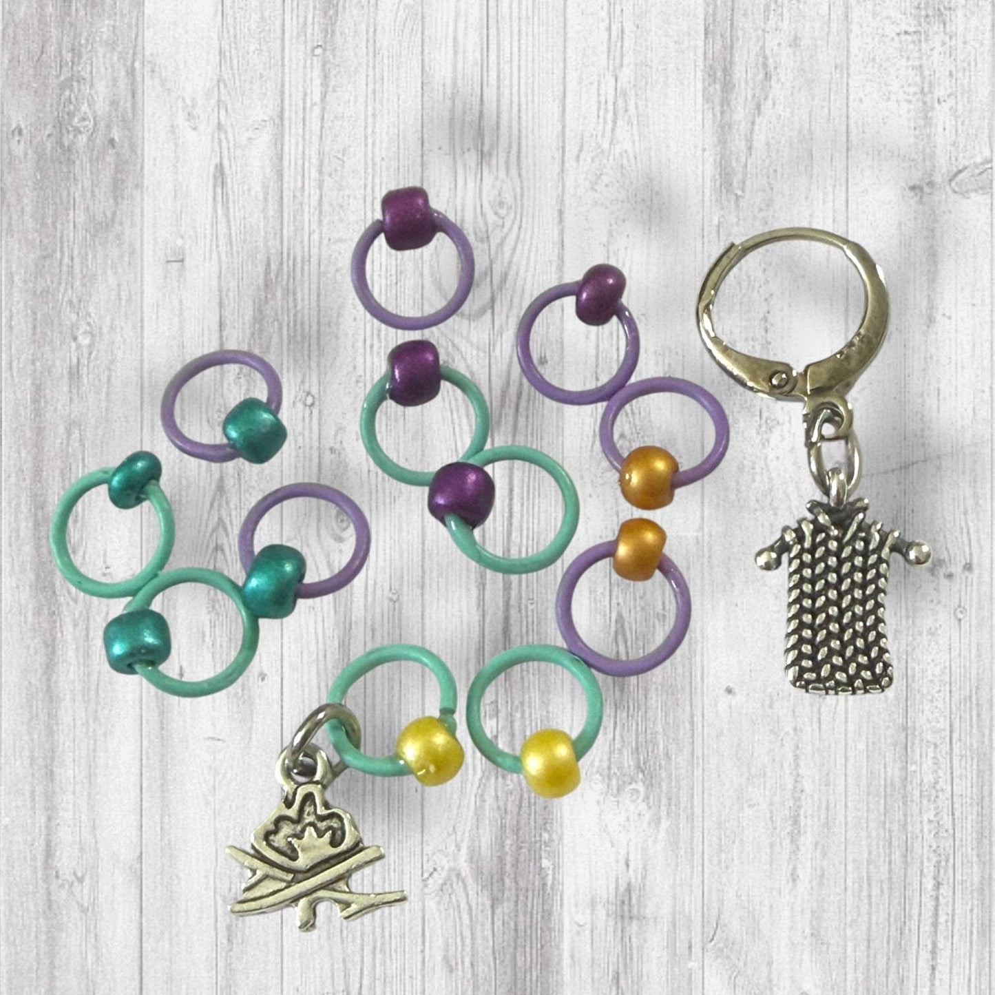 Camp Side Stitches Progress & Stitch Markers | Camp Knitting Markers