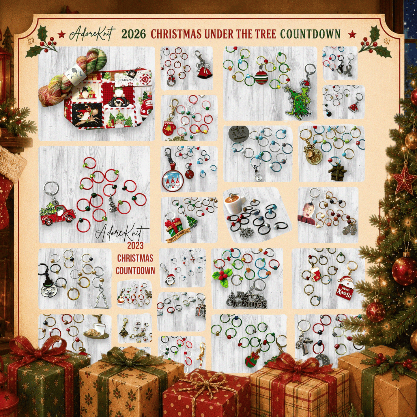 2026 Christmas Under the Tree Countdown | Christmas Stitch Marker Advent | AdoreKnit