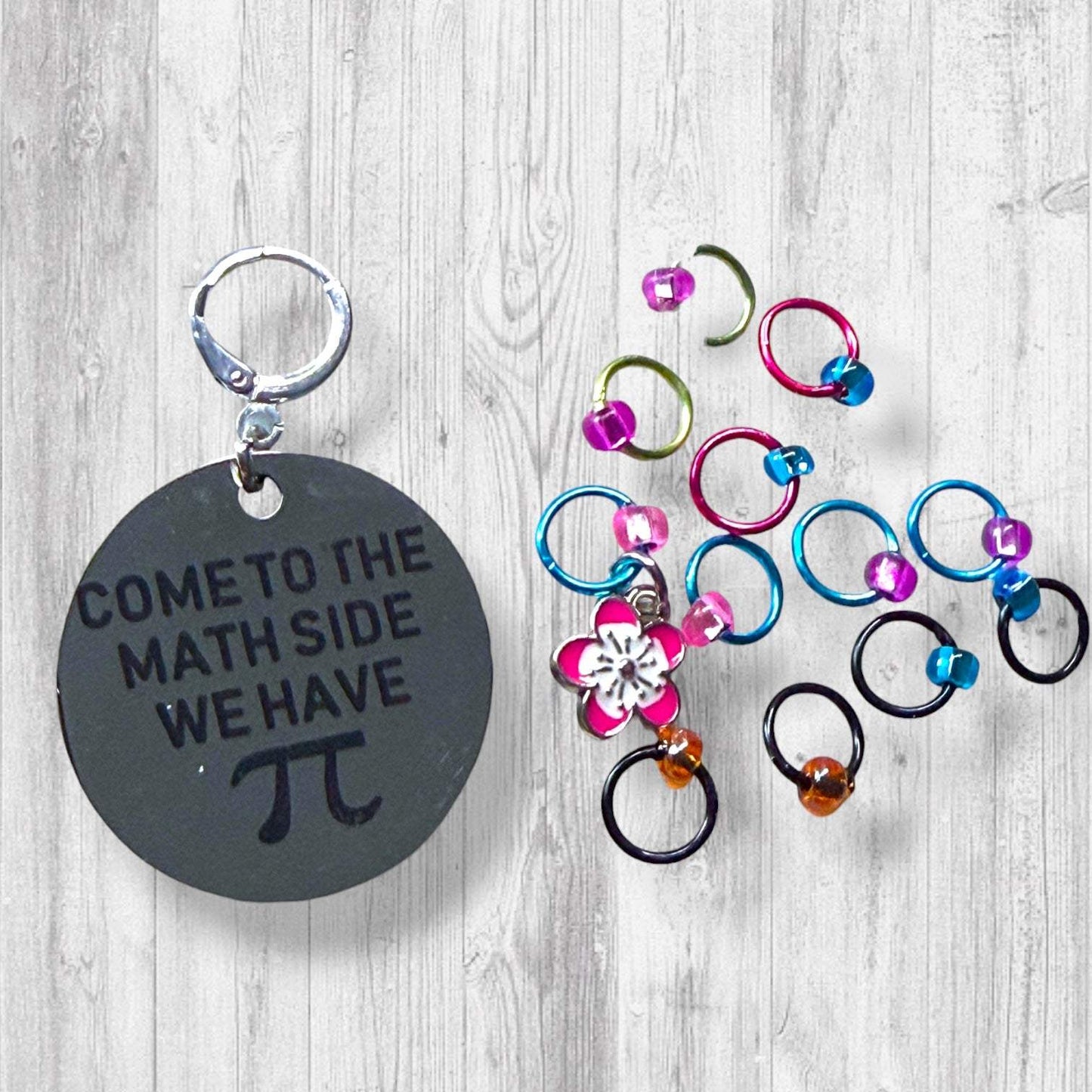 Come to the Math Side We Have Pi Progress and Stitch Markers